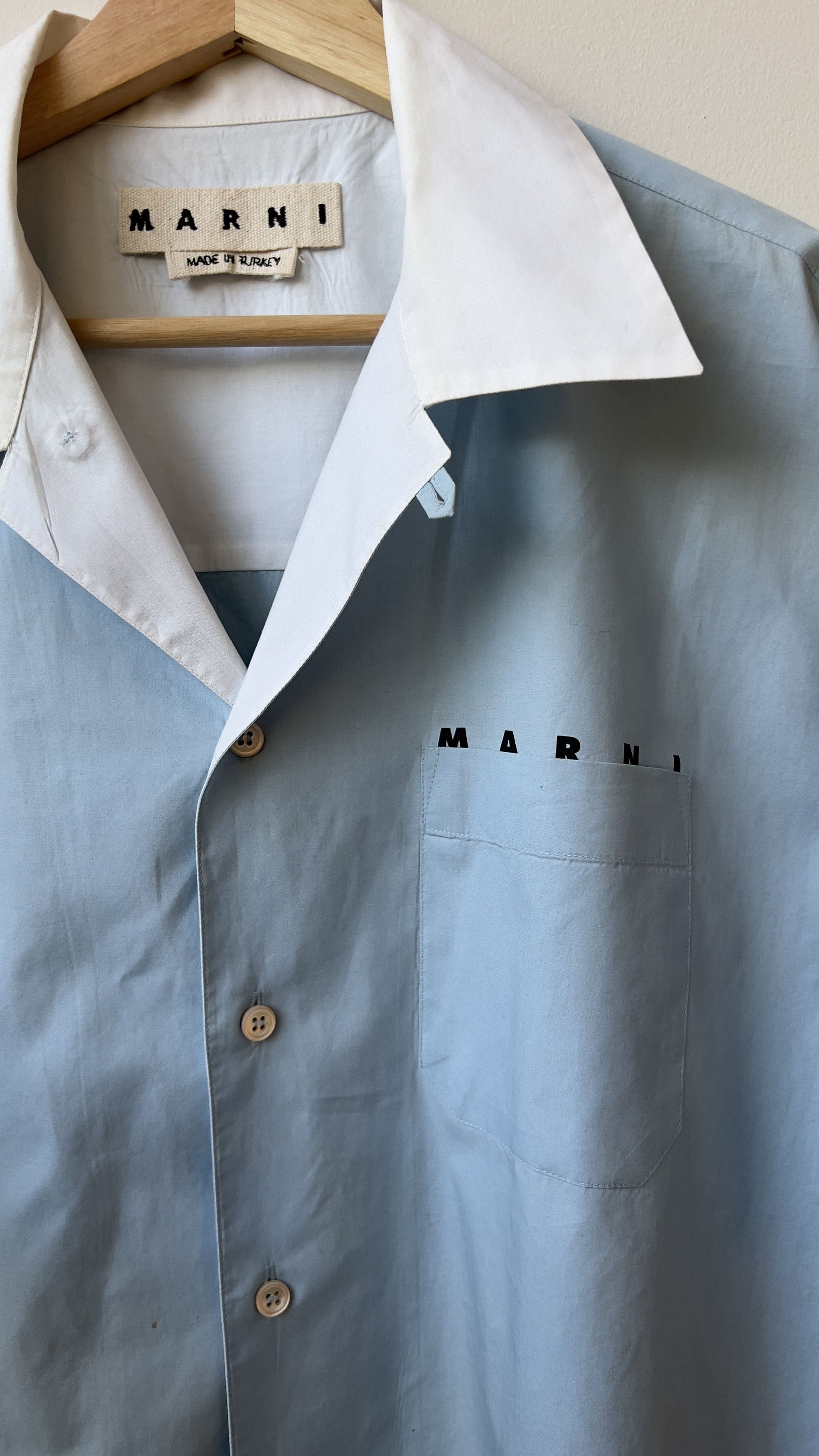 Marni SHORT SLEEVE CONTRAST COLLAR SHIRT LIGHT BLUE | Grailed