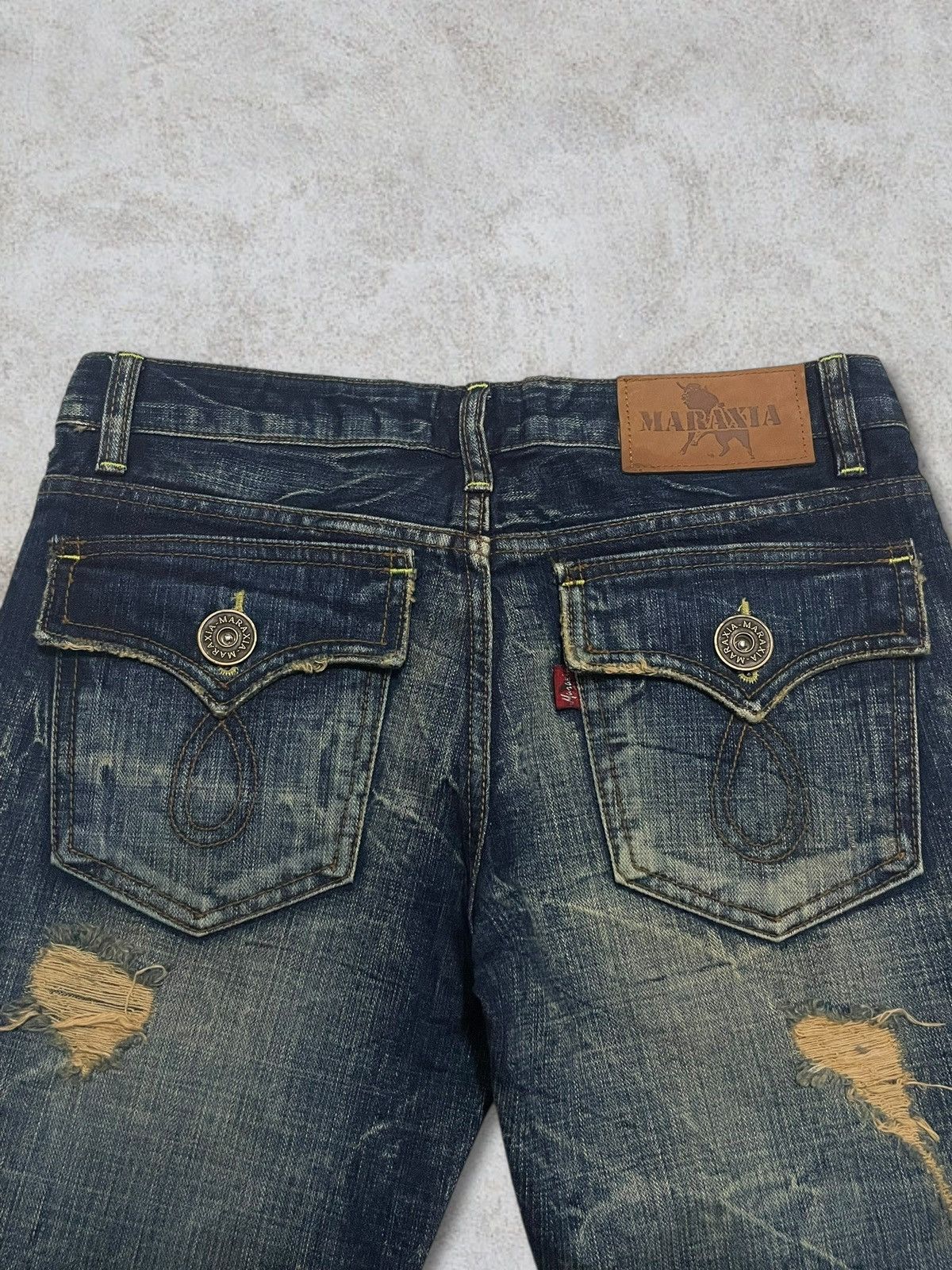 GOSTAR DE FUGA Maraxia Mudwash Distressing Flared Cracked Design Denim Size 25" / US 0 / IT 36 - 12 Thumbnail