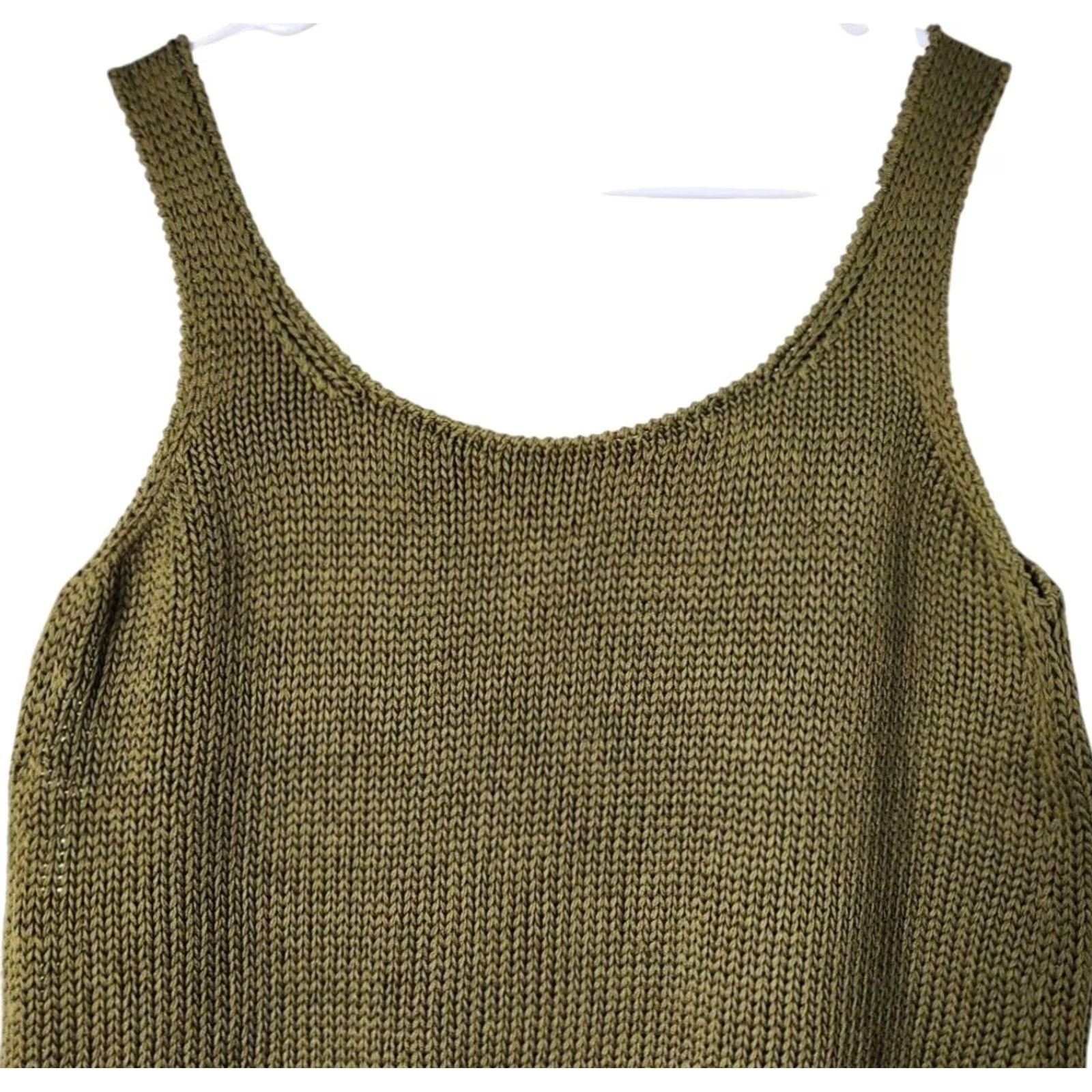 Vintage Lafayette 148 Tank Sweater Sleeveless Silk Blend Cotton Knit Green M Womens Pullover Tank Top Size M / US 6-8 / IT 42-44 - 3 Thumbnail