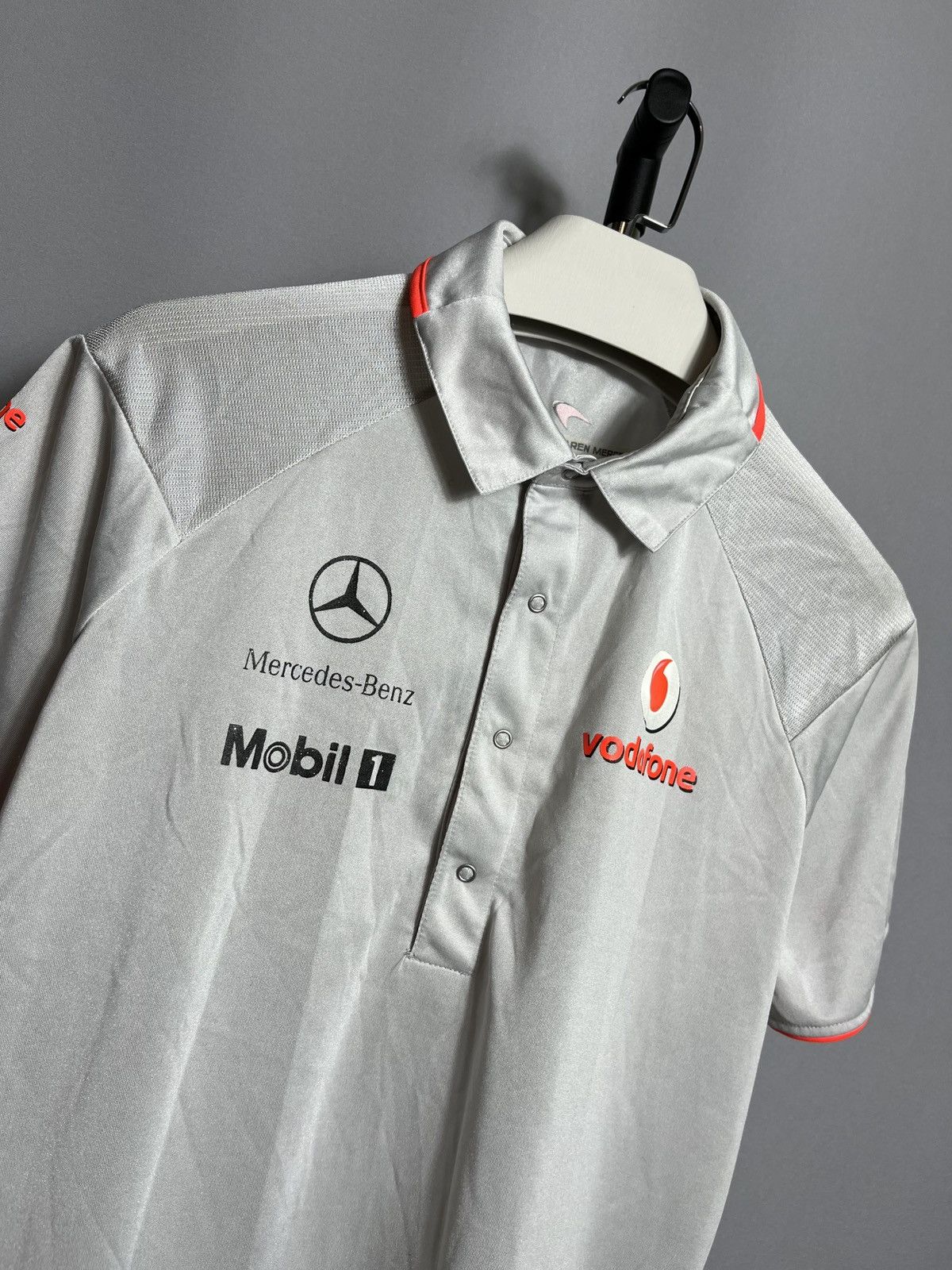 Mercedes-Benz Vodafone McLaren Mercedes Adult's Silver Formula Polo Shirt Size US M / EU 48-50 / 2 - 2 Thumbnail