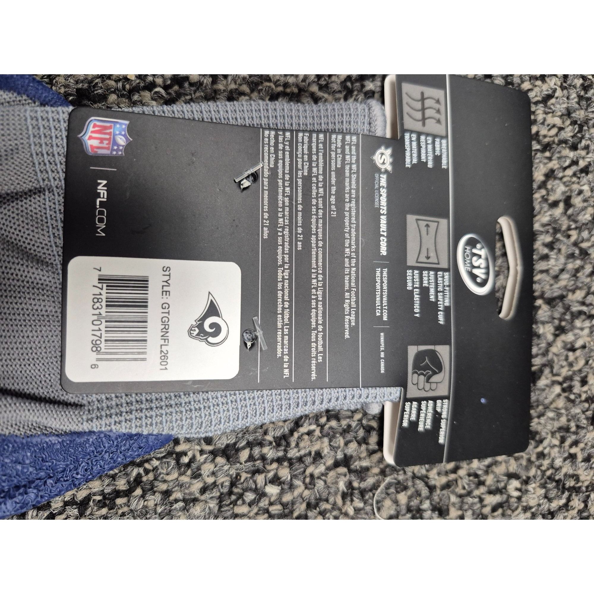 NFL NFL Los Angeles Rams Work Gloves The Gripper One Size Fits M Size ONE SIZE - 5 Thumbnail