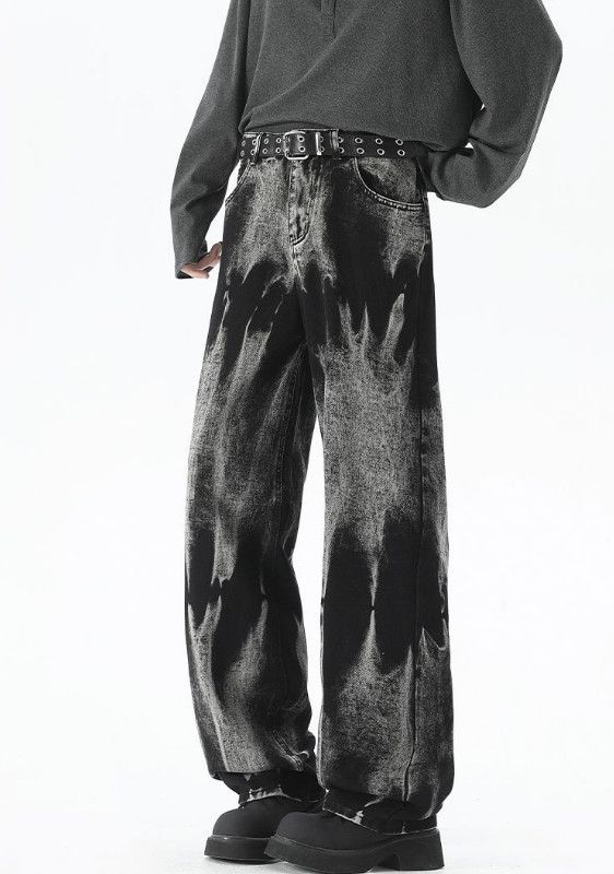 Japanese Brand American street wide-leg tie-dye straight loose baggy jeans Size US 32 / EU 48 - 3 Thumbnail