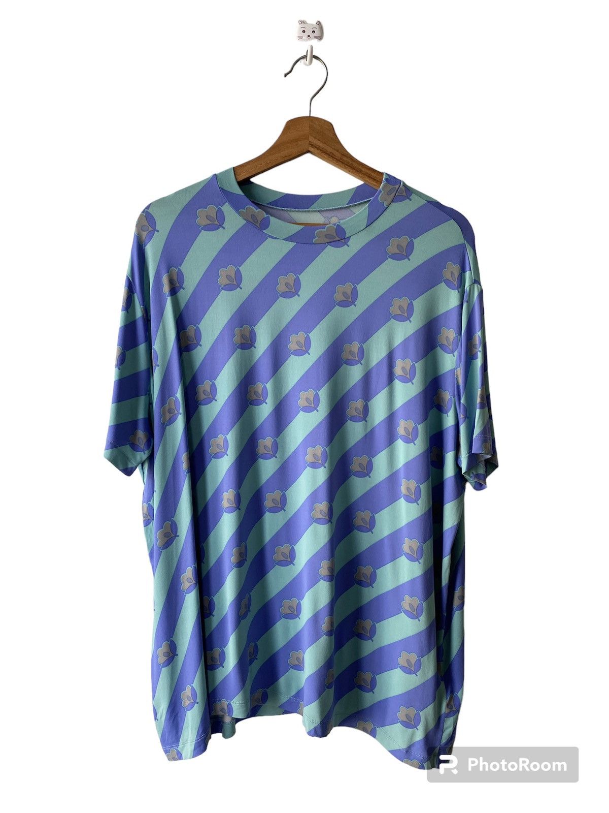 Maison Margiela MM6 Floral Motif Stripe Casual Rayon T Shirt Size M / US 6-8 / IT 42-44 - 1 Thumbnail