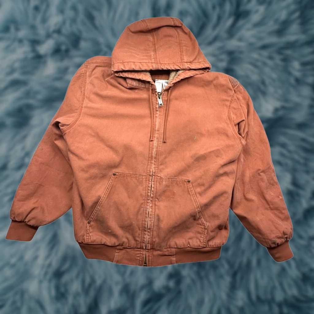 Vintage VINTAGE Forge Workwear Jacket Duck Canvas Sherpa Lined Full Zip Mens Large Brown Orange Bomber Jacket Mens Size US L / EU 52-54 / 3 - 1 Thumbnail