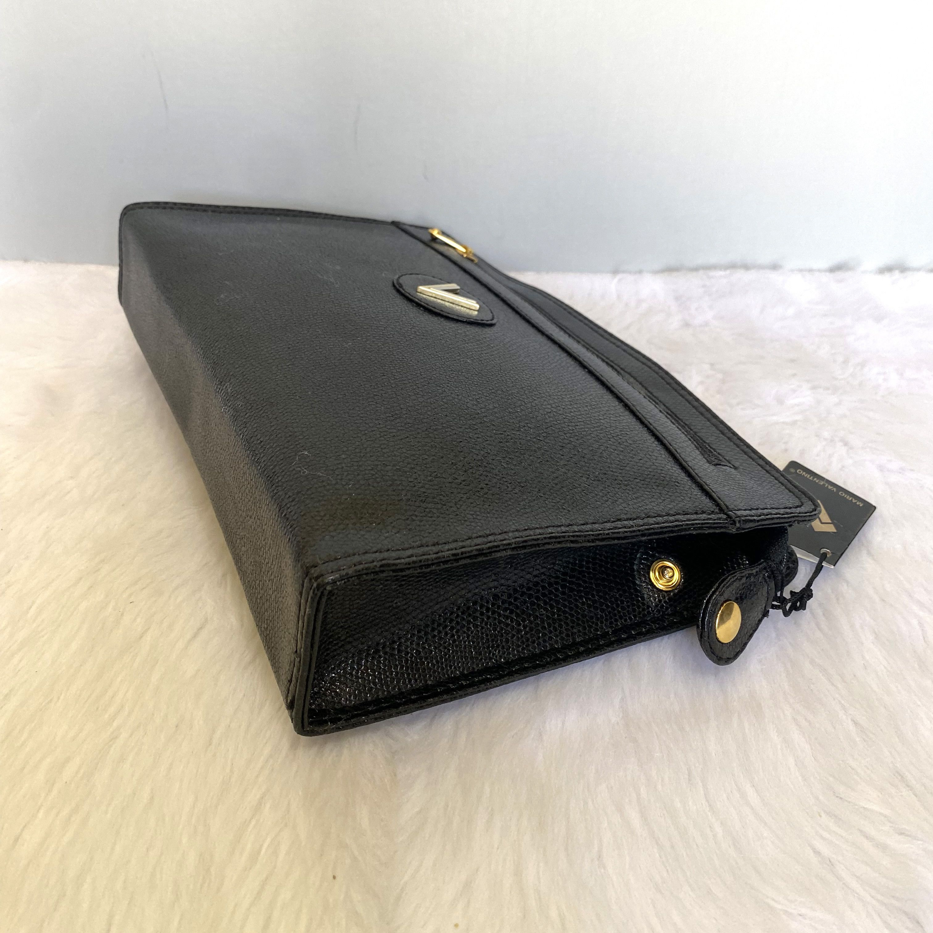 Mario Valentino × Vintage MARIO VALENTINO Vintage Black Leather Clutch Bag Size ONE SIZE - 6 Thumbnail