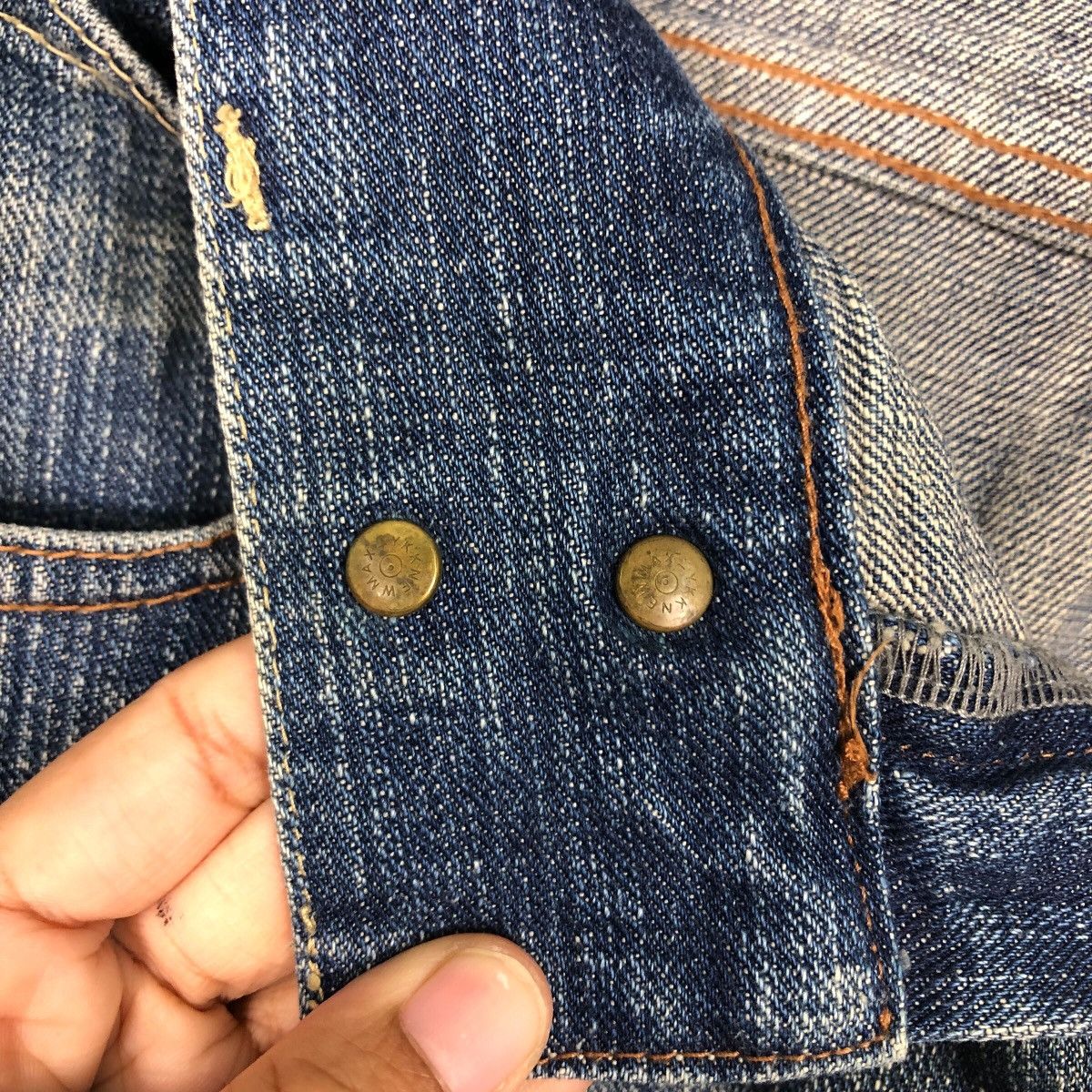Japanese Brand Buffalo Jeans Y2K Moto Seam Denim — Early 2000s Archive Fade Size 33" - 21 Thumbnail