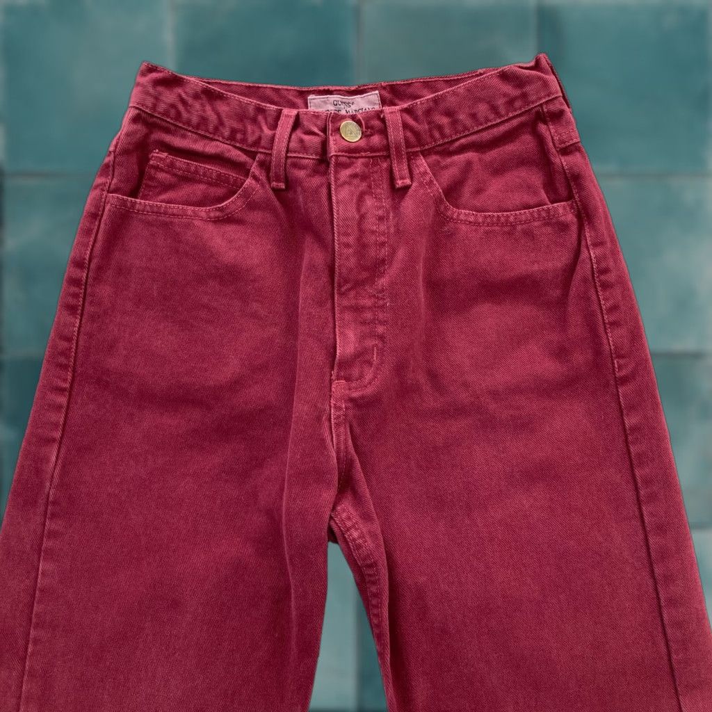 Guess VINTAGE GUESS Jeans Women's 28 Red Denim Tapered USA Hip Hop Georges Marciano 5-Pocket Design Size 28" / US 6 / IT 42 - 1 Thumbnail