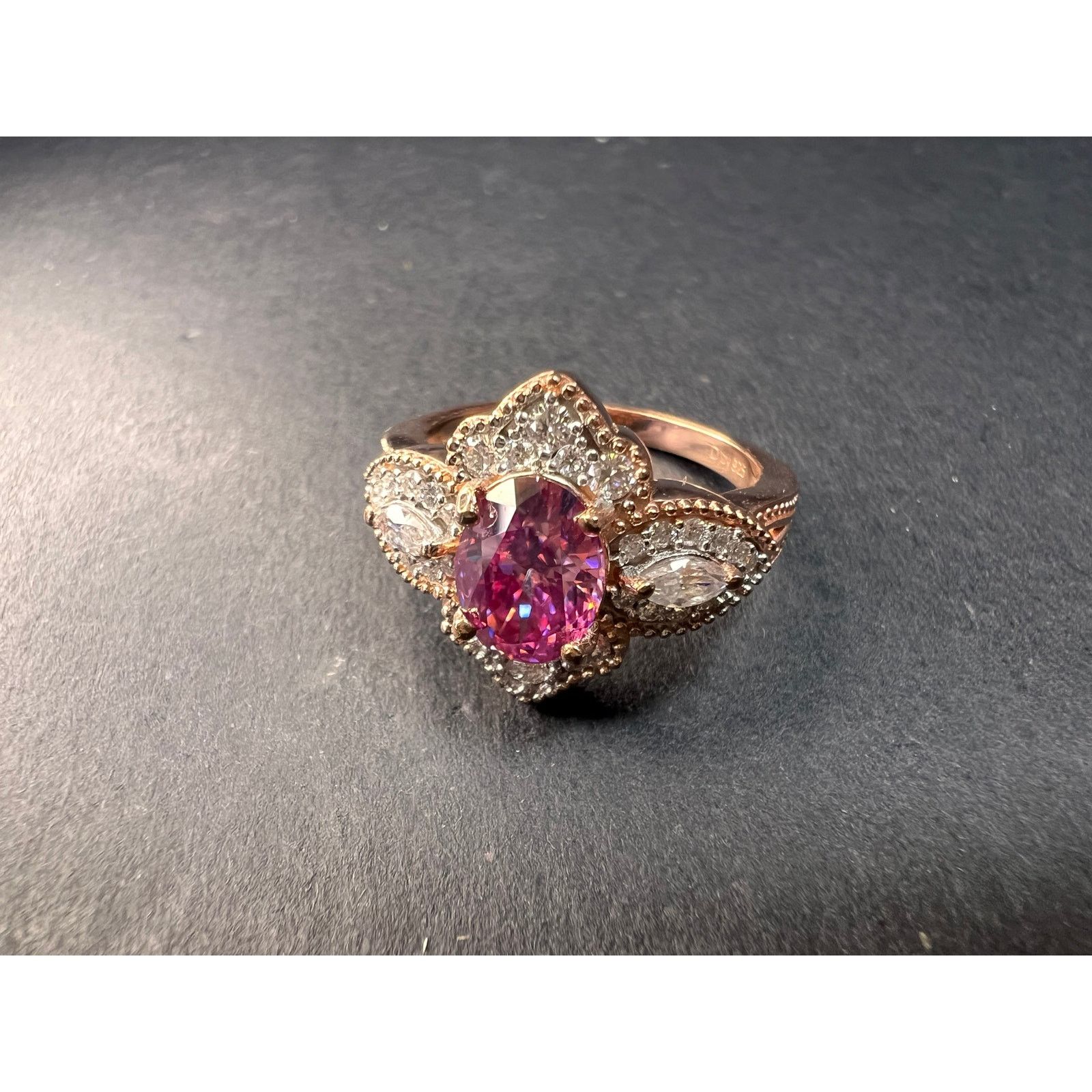 Other NEW Pink Moissanite ring in rose gold vermeil 925 size 6 Size ONE SIZE - 3 Thumbnail