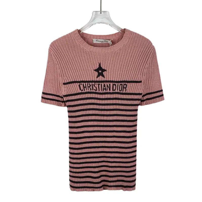 Dior Dior Pink Cotton Ribbed Pullover Sweater 0089 Size M / US 6-8 / IT 42-44 - 1 Thumbnail