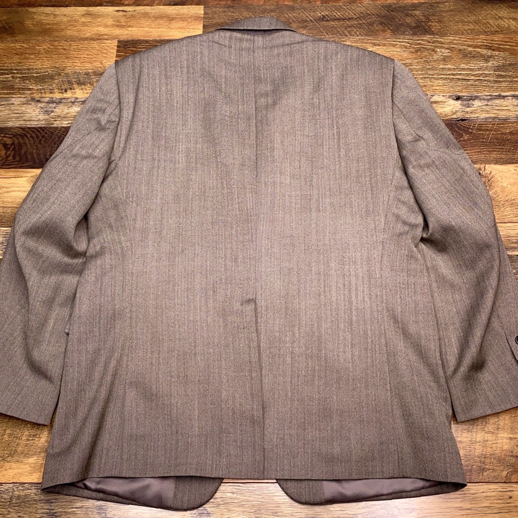 Chaps Chaps Suit Jacket Mens 40S Herringbone Wool Blazer, Notch Lapel, Single-Breasted, Two-Button Front, Brown, Regular Fit, Dry Clean Only Size 40R - 2 Thumbnail