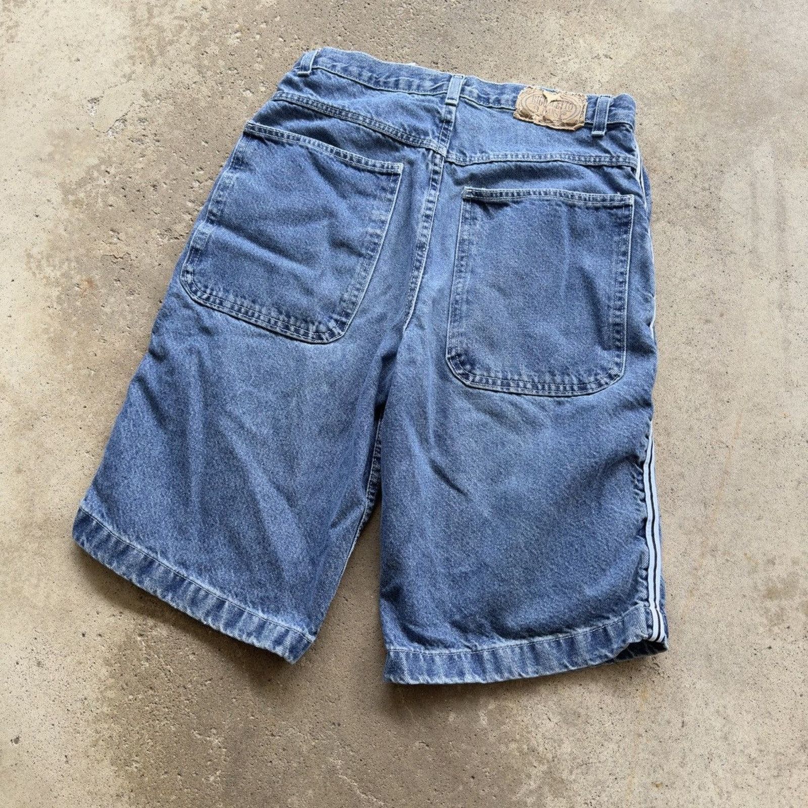 Vintage Y2K Utility Baggy Skater Track Jean Shorts ERD Grunge JNCO Size US 31 - 8 Thumbnail