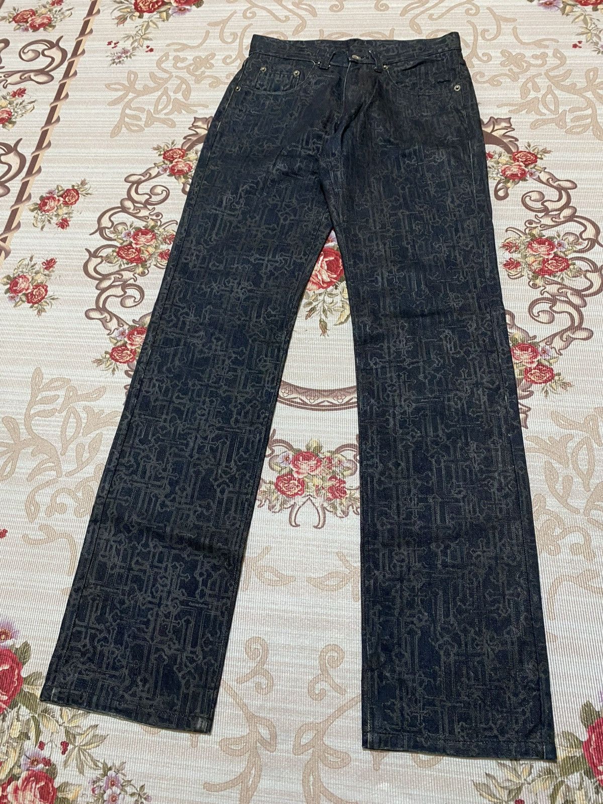 🇯🇵Custom Culture Crossover Print Denim Pants