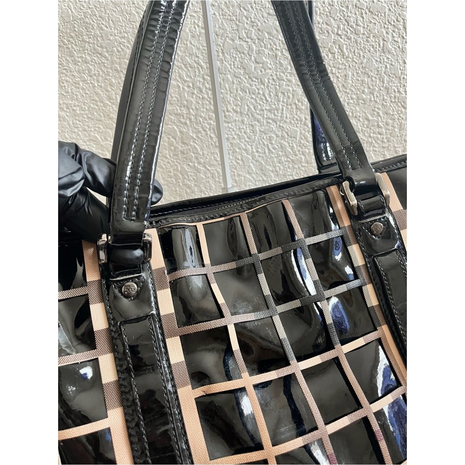 Burberry Burberry patent leather/canvas XL tote bag Size ONE SIZE - 3 Thumbnail