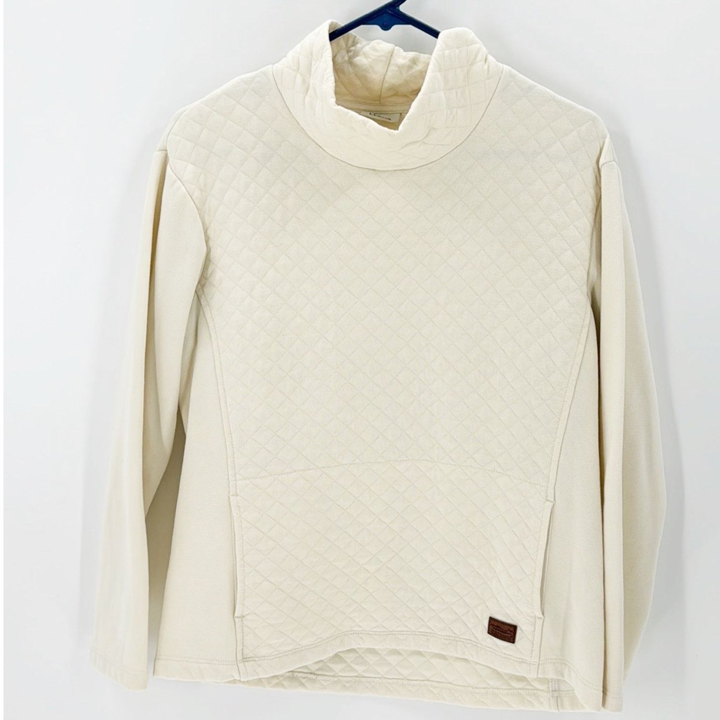 L.L. Bean LL Bean Sweater sz S Petite cream Pullover Mock Neck quilted Size S / US 4 / IT 40 - 1 Thumbnail