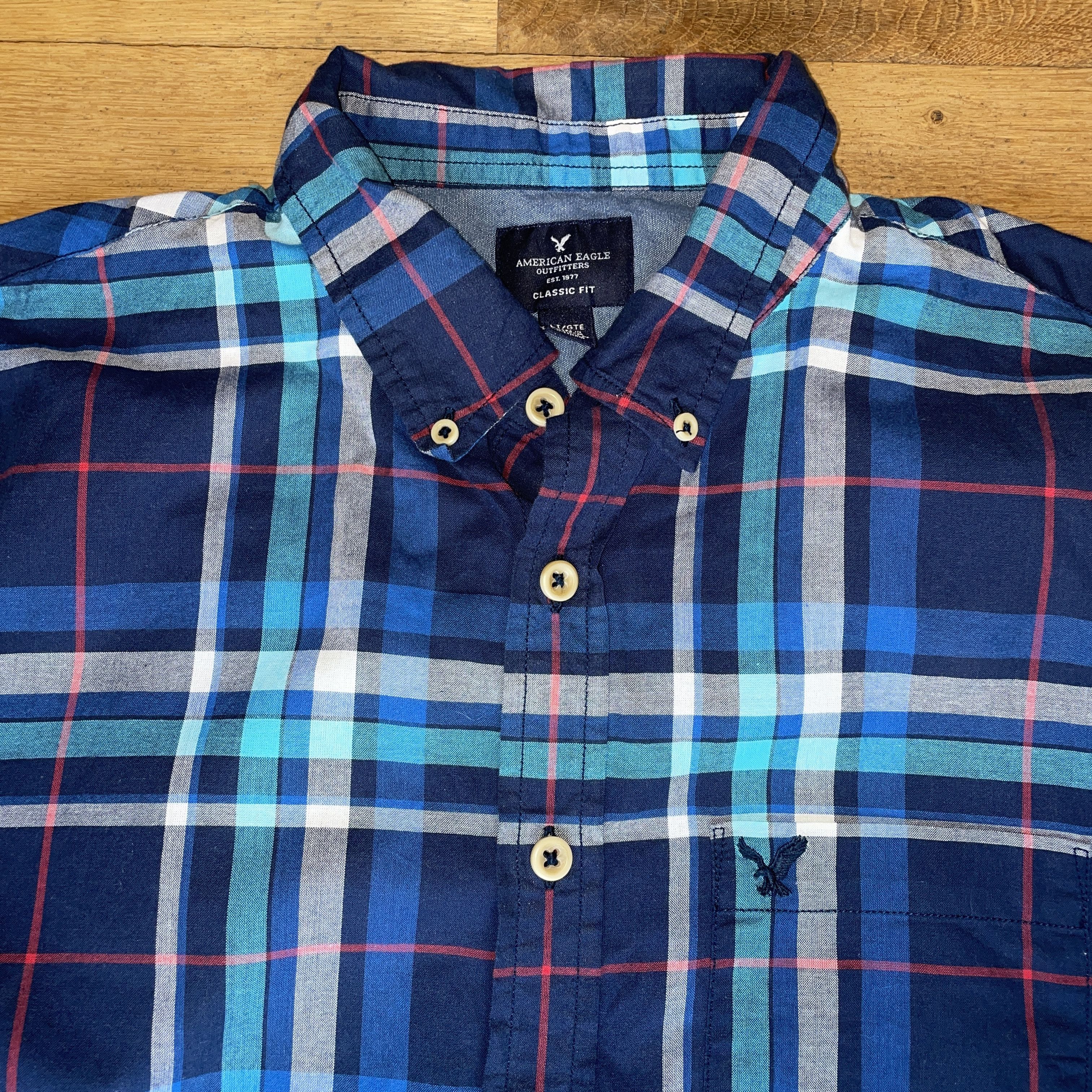 American Eagle Outfitters American Eagle Men's Fashion Checkered Cotton Shirt Size Lt Size US L / EU 52-54 / 3 - 3 Thumbnail