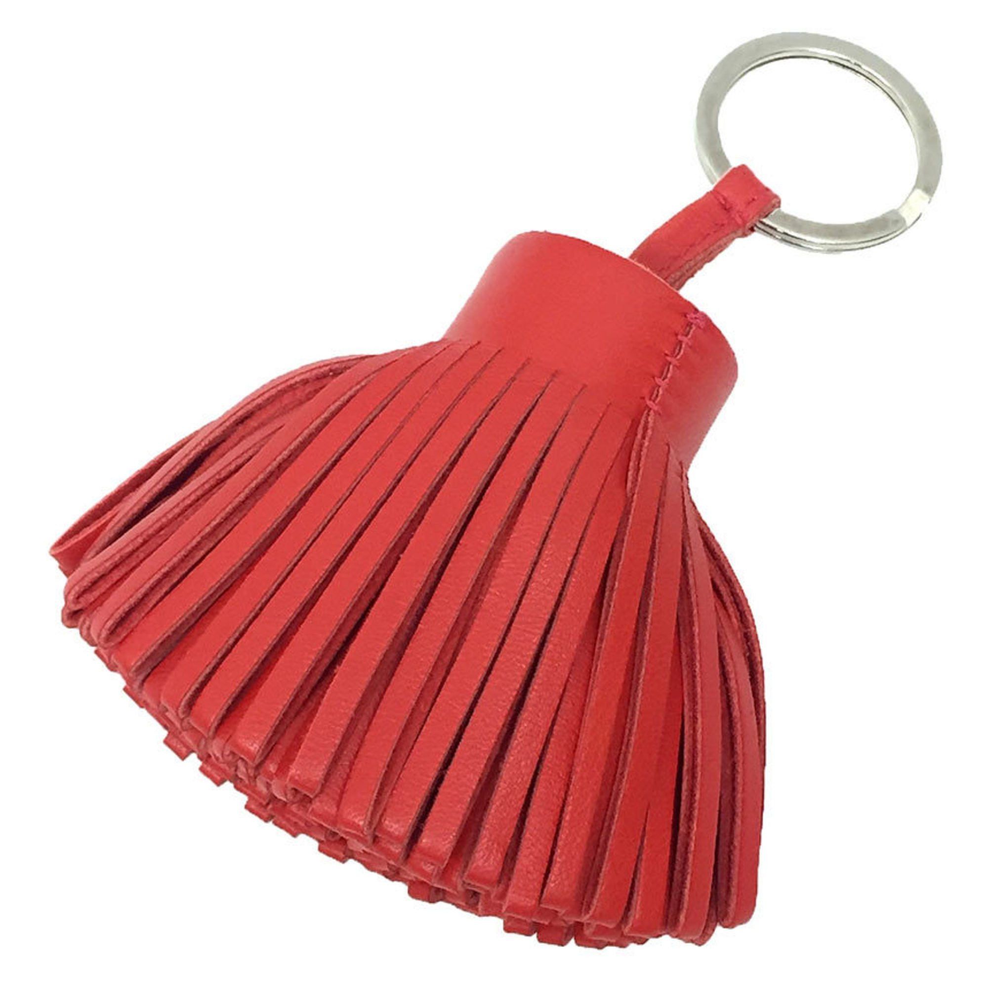 Hermes Carmen Key Ring Holder Charm Leather Red