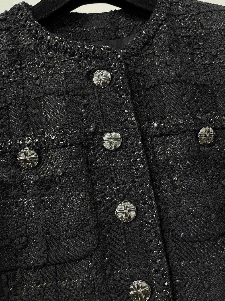 Chanel Chanel 23S black glitter skirt tweed waist skirt dress Size S / US 4 / IT 40 - 6 Thumbnail