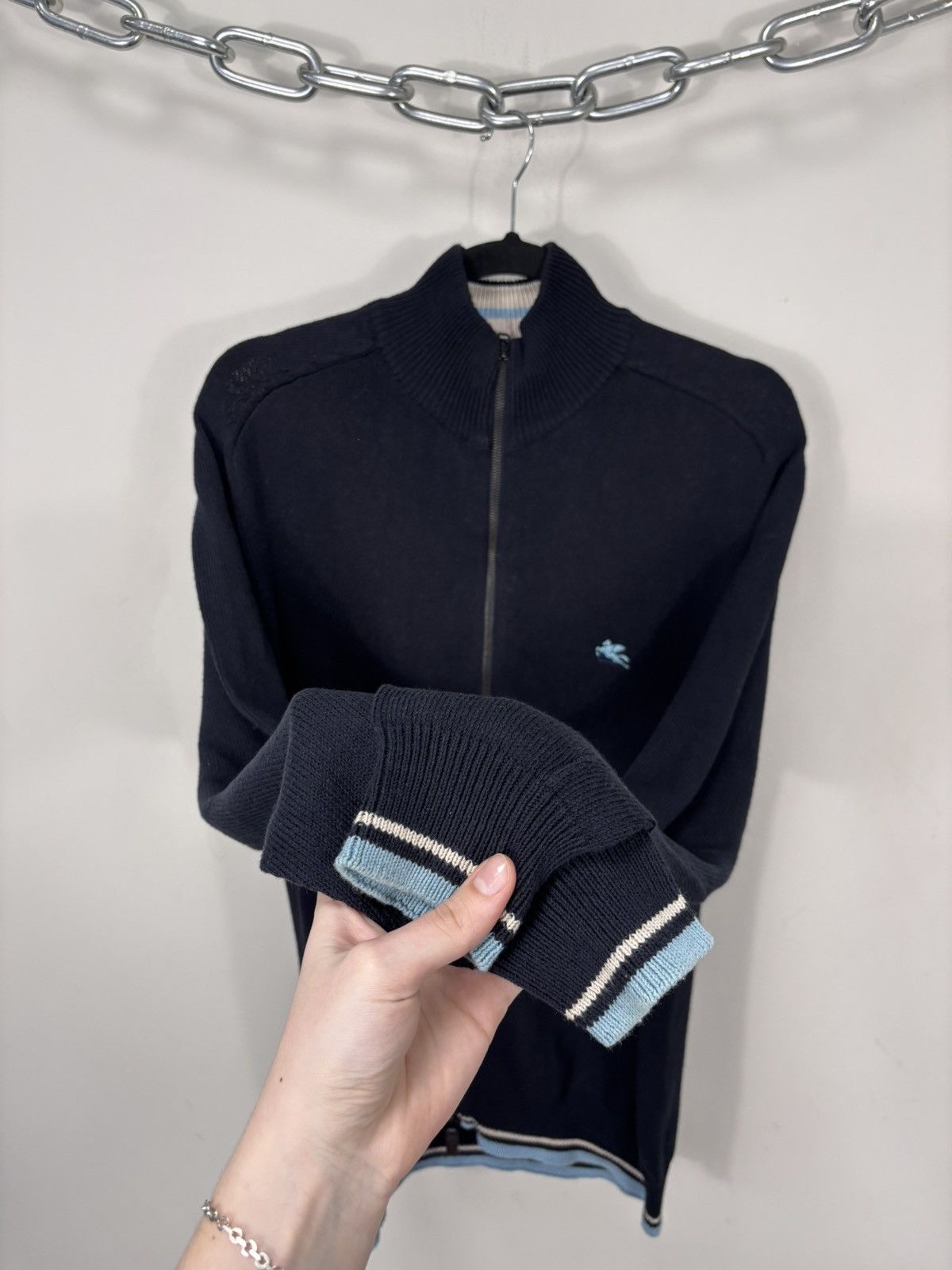 Etro Etro Milano Men’s Navy Blue Cotton Knit Full Zip Sweater Size US L / EU 52-54 / 3 - 9 Thumbnail