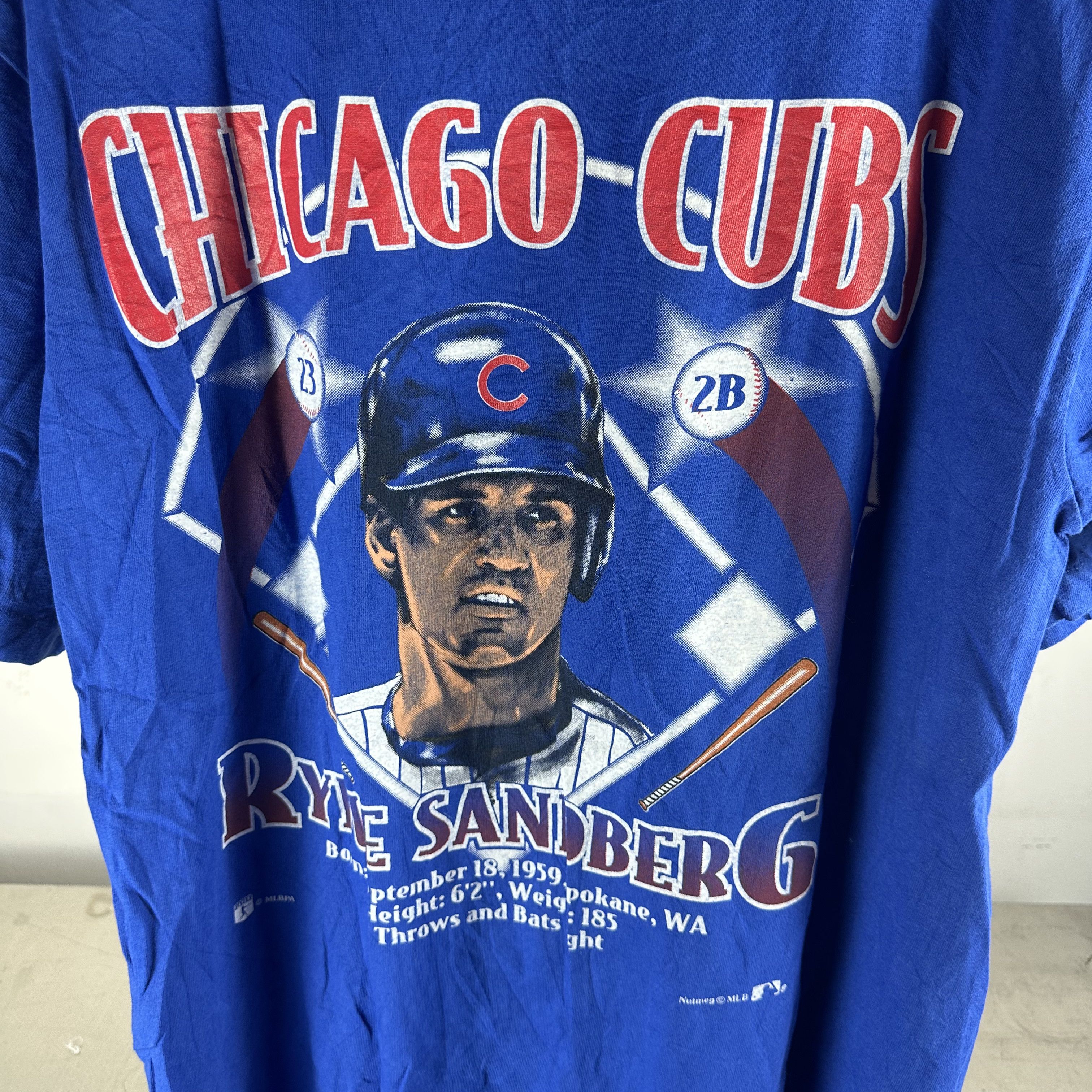 Vintage Vintage 90s Ryne Sandberg Chicago Cubs MLB Nutmeg T-Shirt Size US XL / EU 56 / 4 - 4 Thumbnail