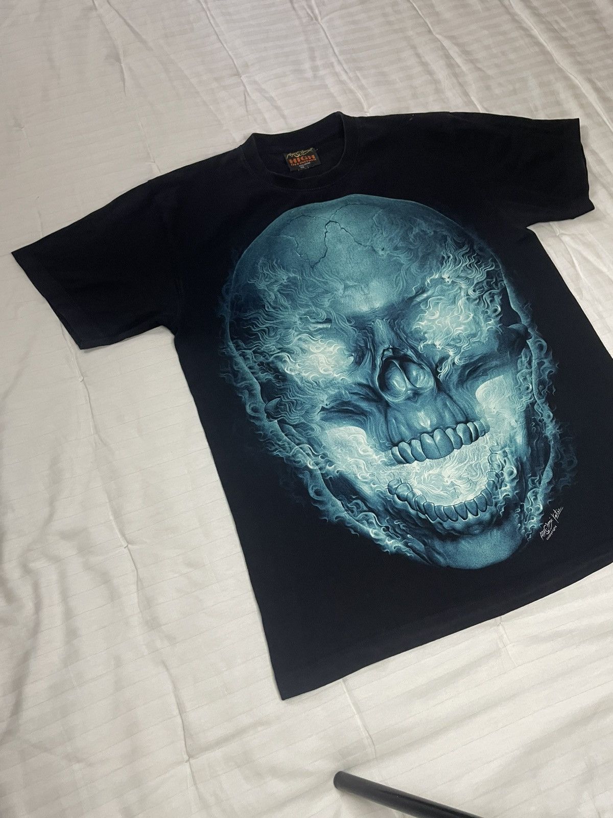 Vintage Vintage Double Side Rock & Hang Skeleton Scull Flame Tee Size US L / EU 52-54 / 3 - 3 Thumbnail
