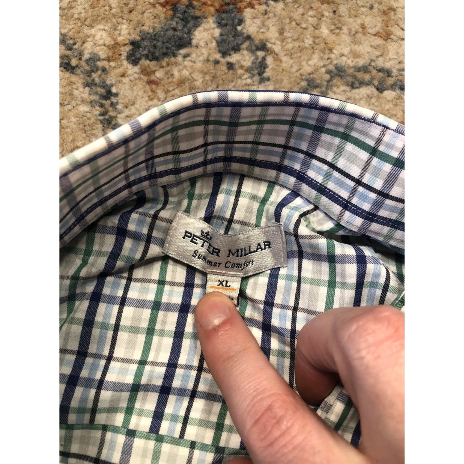Peter Millar Peter Millar Shirt Mens XL Blue Check Long Sleeve Button-Down Summer Comfort Plaid Casual Size US XL / EU 56 / 4 - 7 Thumbnail