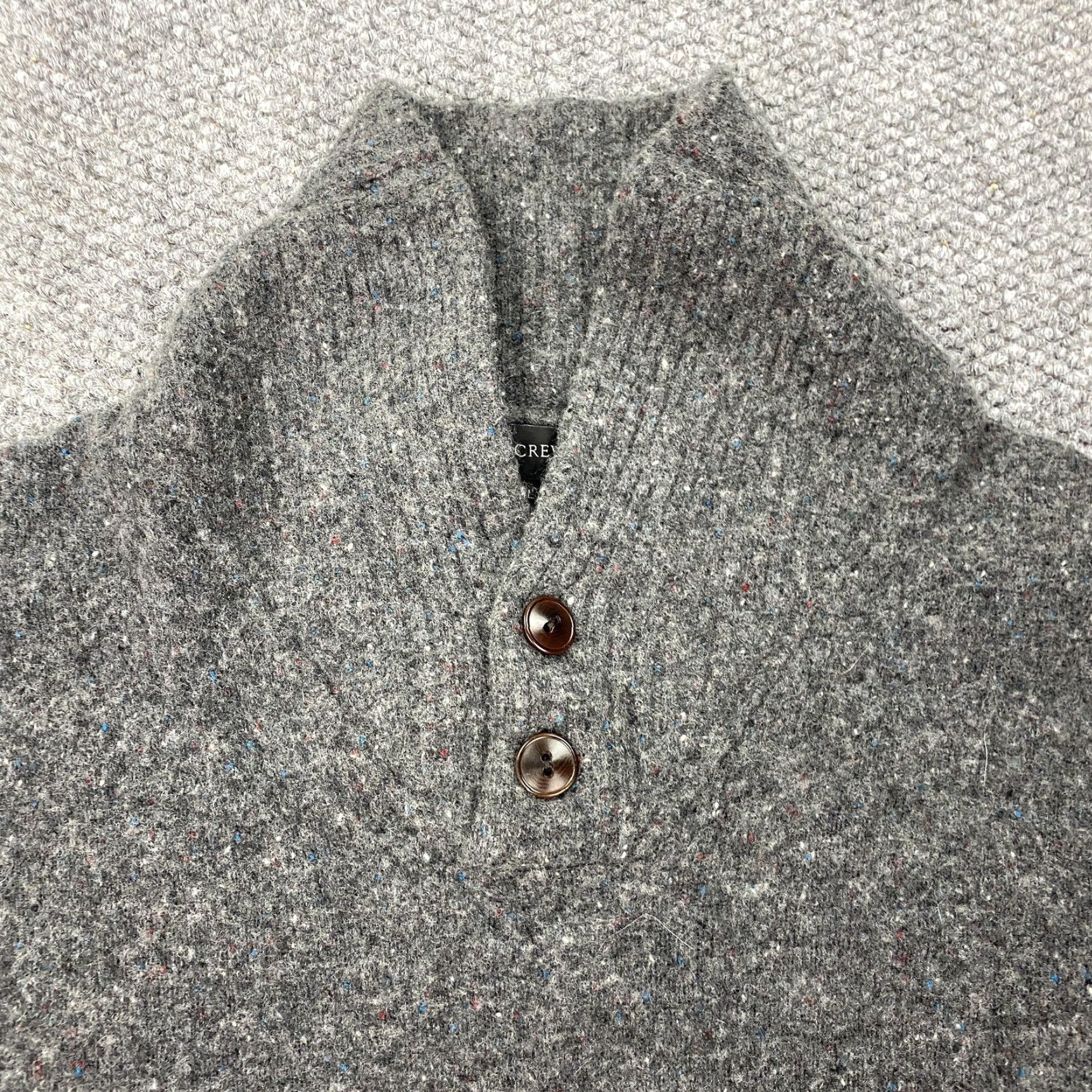 J.Crew J Crew Sweater Womens Large Gray Shawl Collar Donegal Knit Merino Wool Boxy Size L / US 10 / IT 46 - 2 Thumbnail