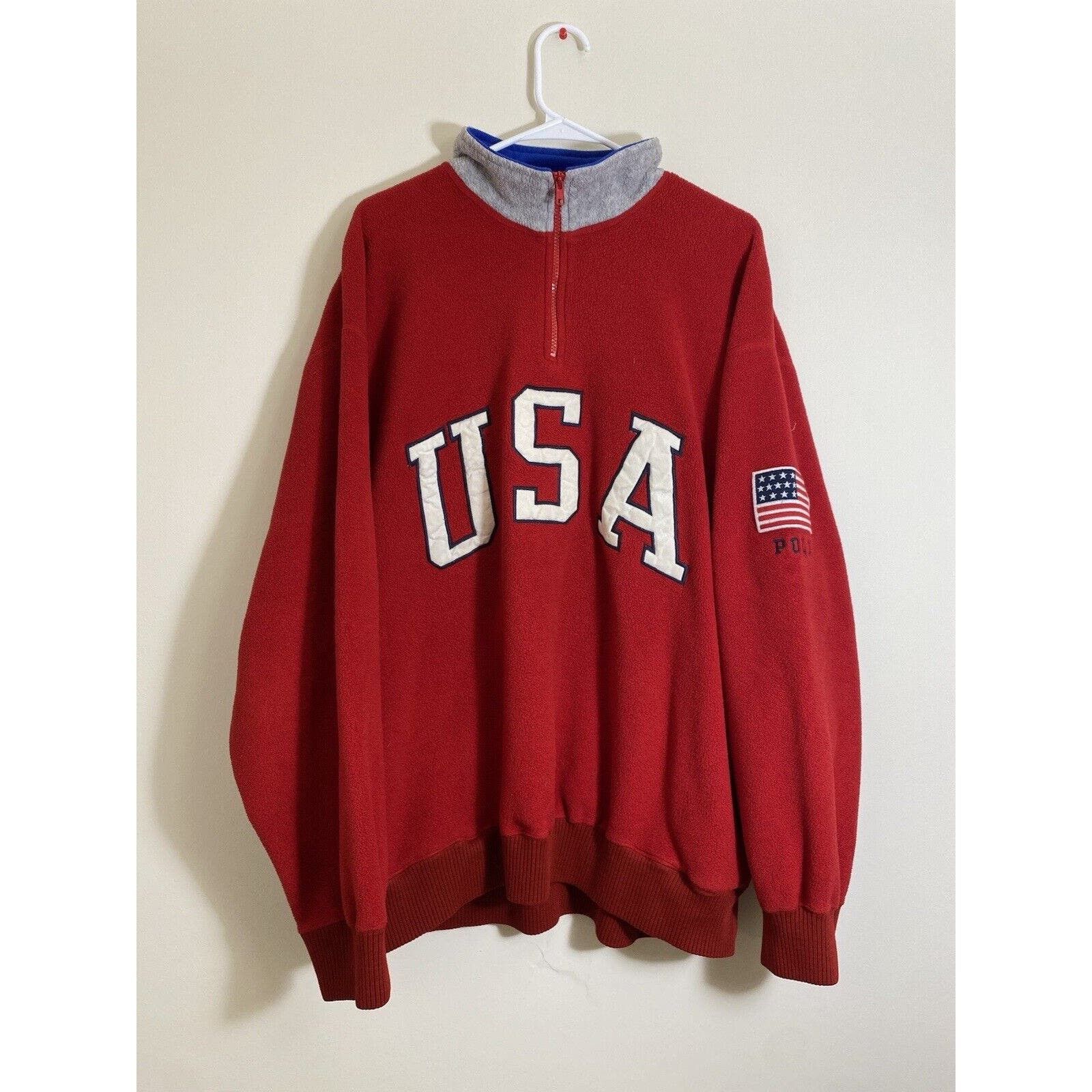 image of Polo Ralph Lauren Vintage Polo Sport Ralph Laurent Superman Red Usa Fleece Xl, Men's