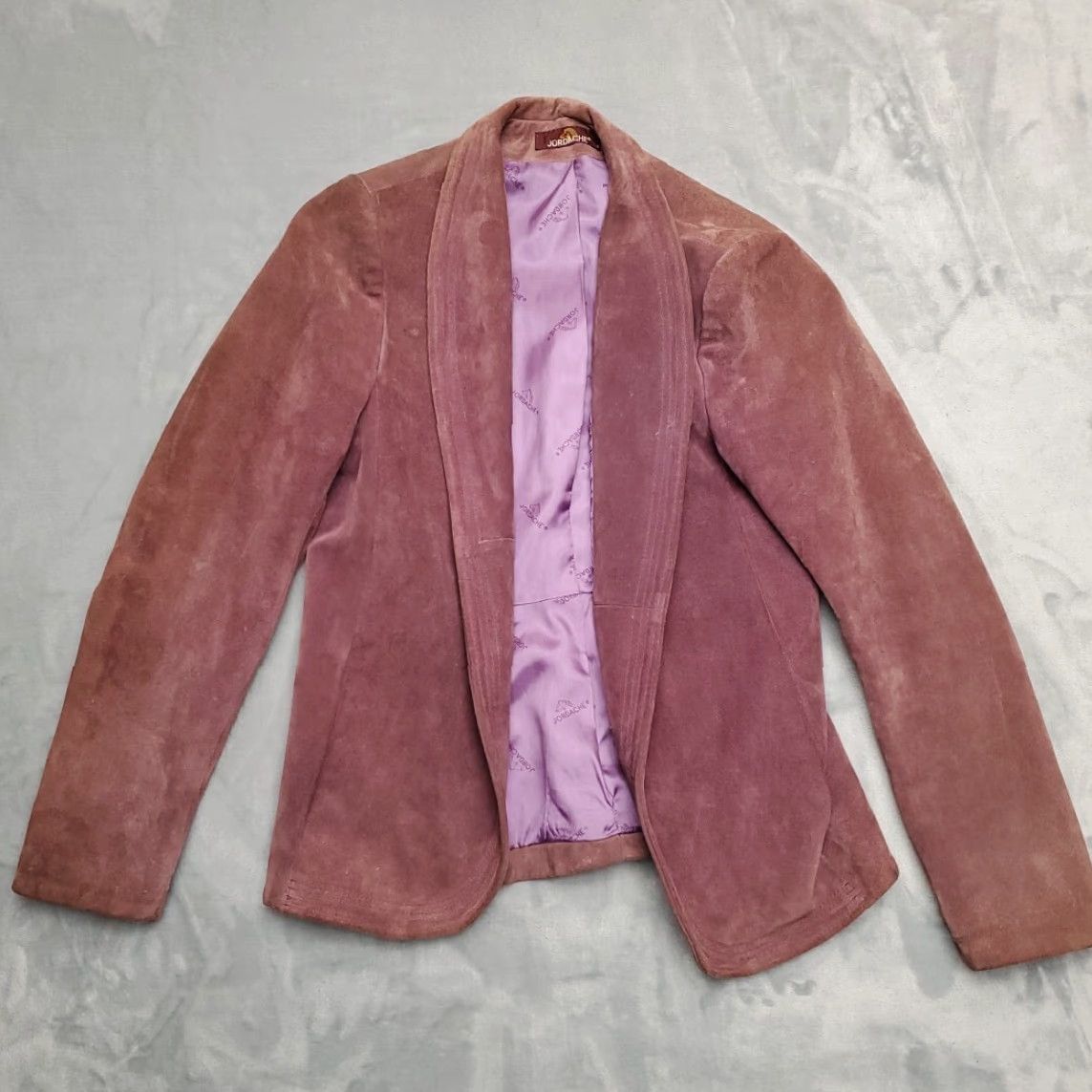 Jordache VTG Jordache Suede Leather Jacket Womens M Purple Retro 70s Boho Western Blazer Jacket Size M / US 6-8 / IT 42-44 - 2 Thumbnail