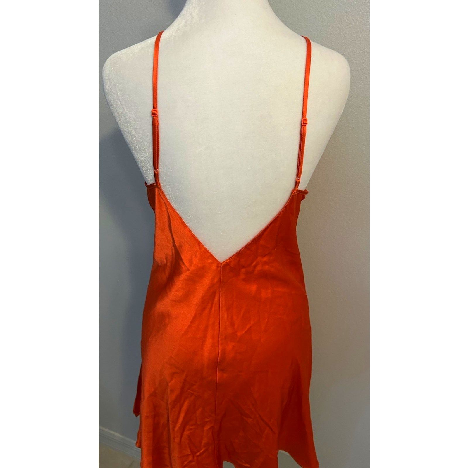 Victoria's Secret Victoria's Secret 100% Silk Slip Dress ORANGE Nightgown L Size ONE SIZE - 3 Thumbnail