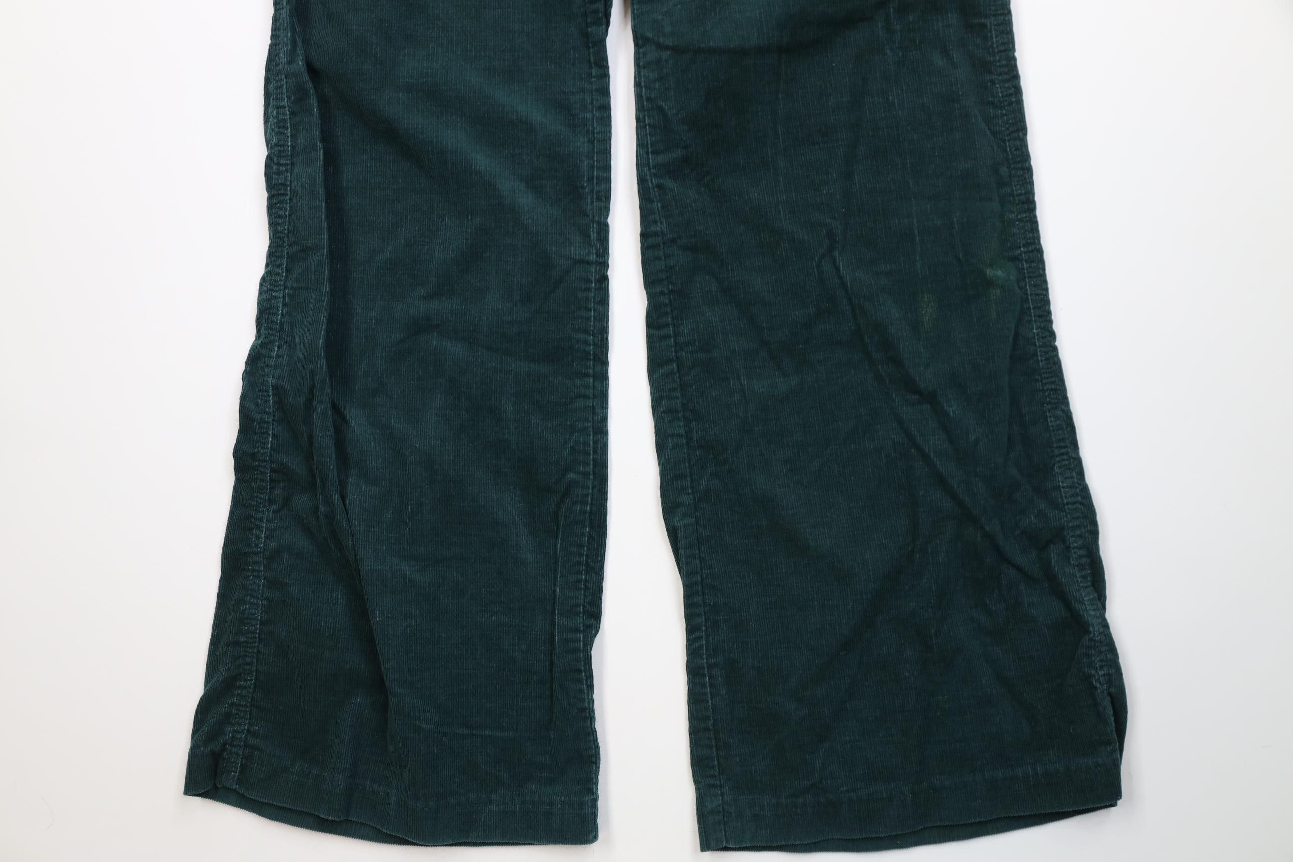 Vintage Vintage 70s Corduroy Wide Leg Bell Bottoms Pants Green USA Size US 30 / EU 46 - 4 Thumbnail