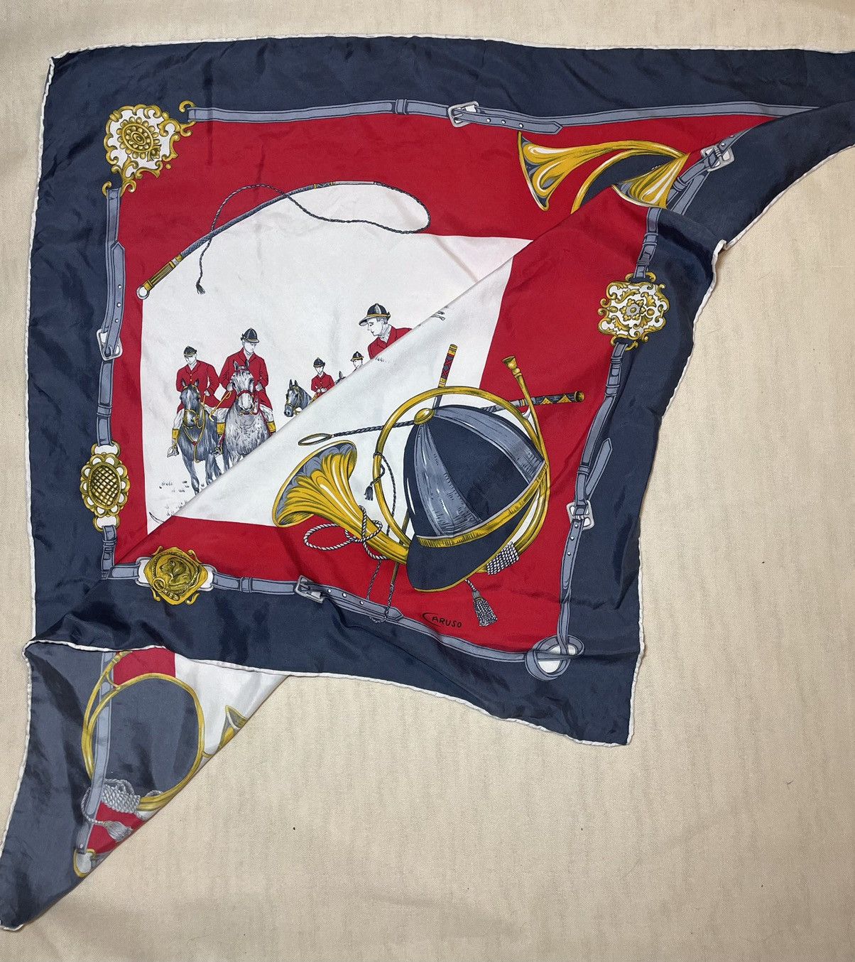 Caruso × Vintage Caruso hunting dog silk scarf Size ONE SIZE - 6 Thumbnail