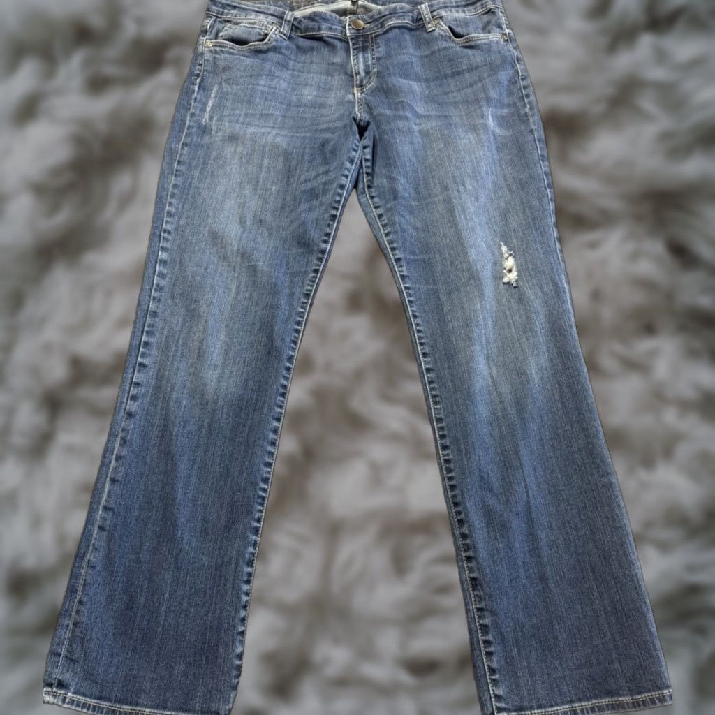Vintage KUT from the Kloth Boyfriend Jeans Size 18 Blue Denim Flex Distress Women's Jeans Regular 5-Pocket Design Inseam 32 in Adult Women Size 40" / US 18 - 1 Thumbnail