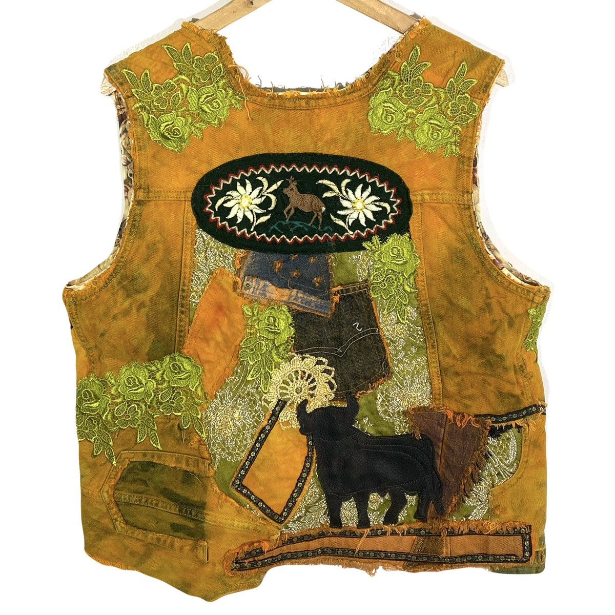 Vintage Veste Gilet Style Créateur Boho Multimatière Lalisa Ibiza Size L / US 10 / IT 46 - 2 Thumbnail