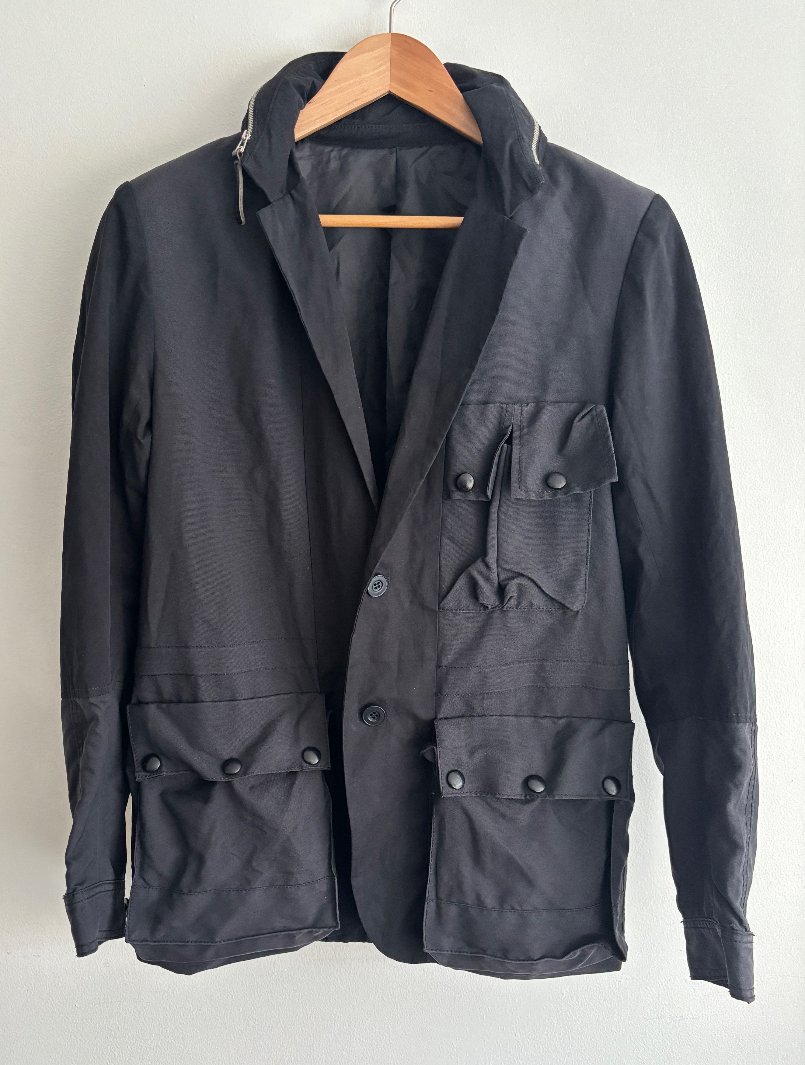 Kai Aakmann Kai-Aakmann Hooded Hybrid Black Field Jacket - Medium Size US M / EU 48-50 / 2 - 1 Thumbnail
