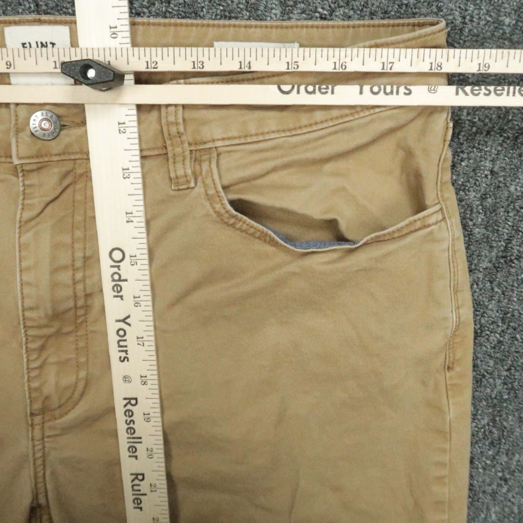 Vintage Flint & Tinder Pants Mens 36x26 Slim Fit Chino 5-Pocket Design Brown Tan Trousers Size US 36 / EU 52 - 7 Thumbnail