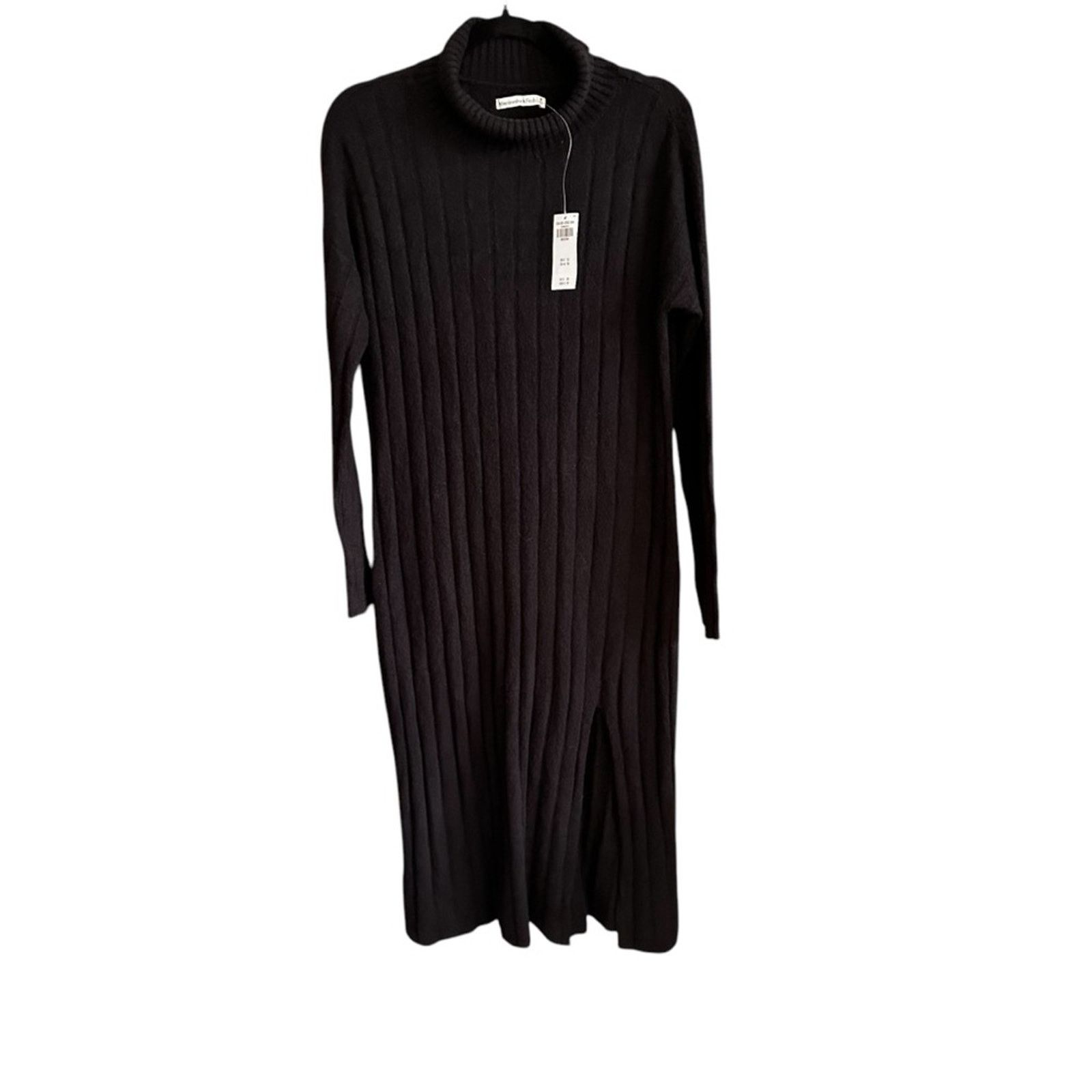 Abercrombie & Fitch NWT Abercrombie & Fitch Ribbed Turtleneck Midi Dress – Black Size M / US 6-8 / IT 42-44 - 2 Thumbnail