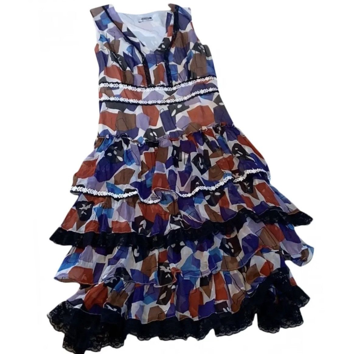 Boutique Moschino × Moschino × Vintage Moschino Archive Silk Boho Ruffle Dress Y2K Size 6 Size M / US 6-8 / IT 42-44 - 6 Thumbnail