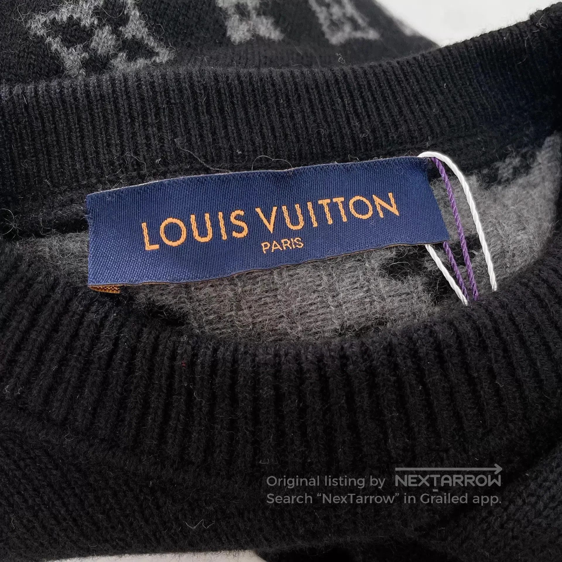 Louis Vuitton Black Long Sleeve Knit Sweater with Patterned Sleeves. Size US M / EU 48-50 / 2 - 5 Thumbnail