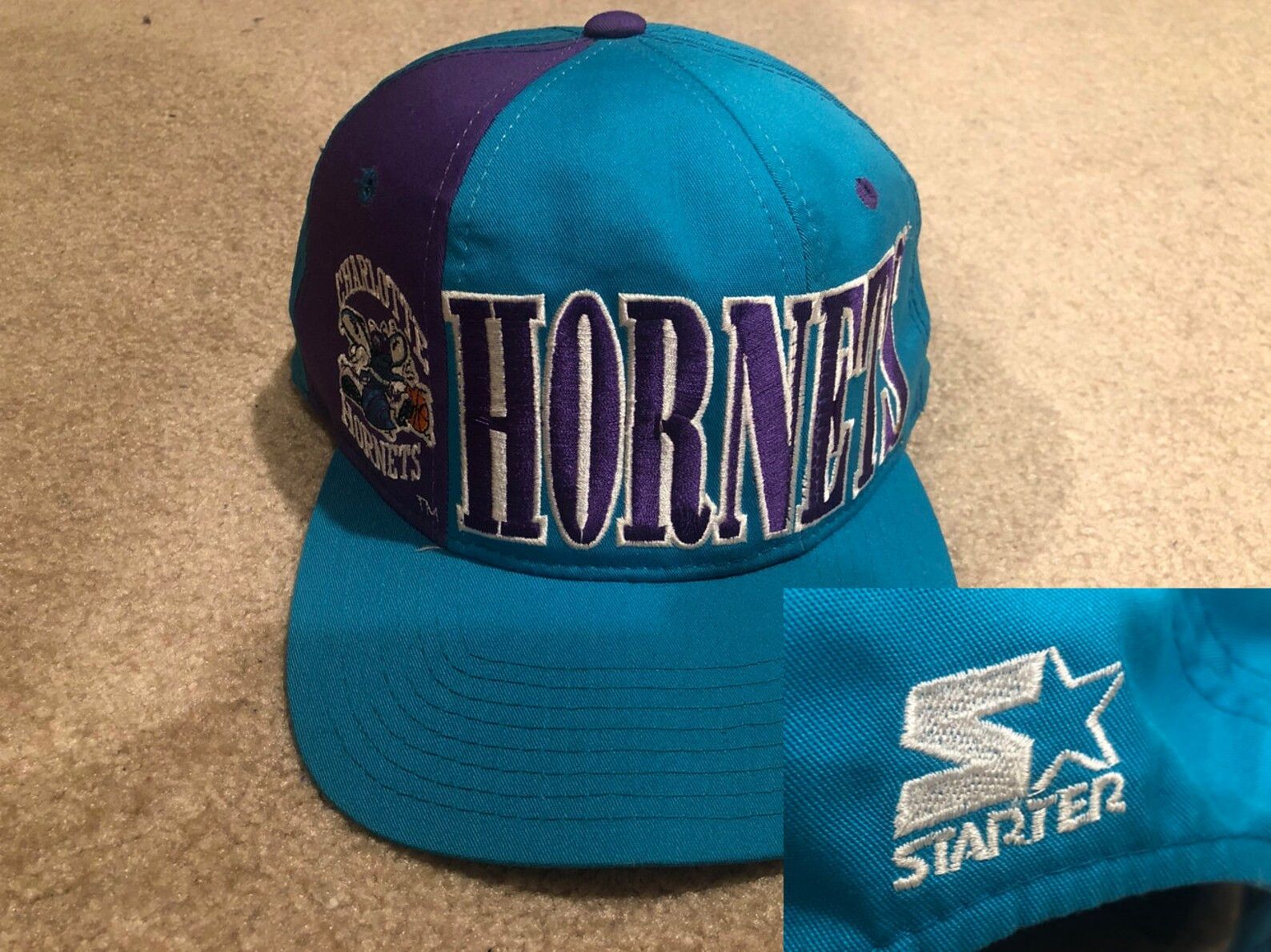 Starter Vintage 90s 90S Charlotte Hornets NBA SnapBack Hat Cap Size ONE SIZE - 1 Thumbnail