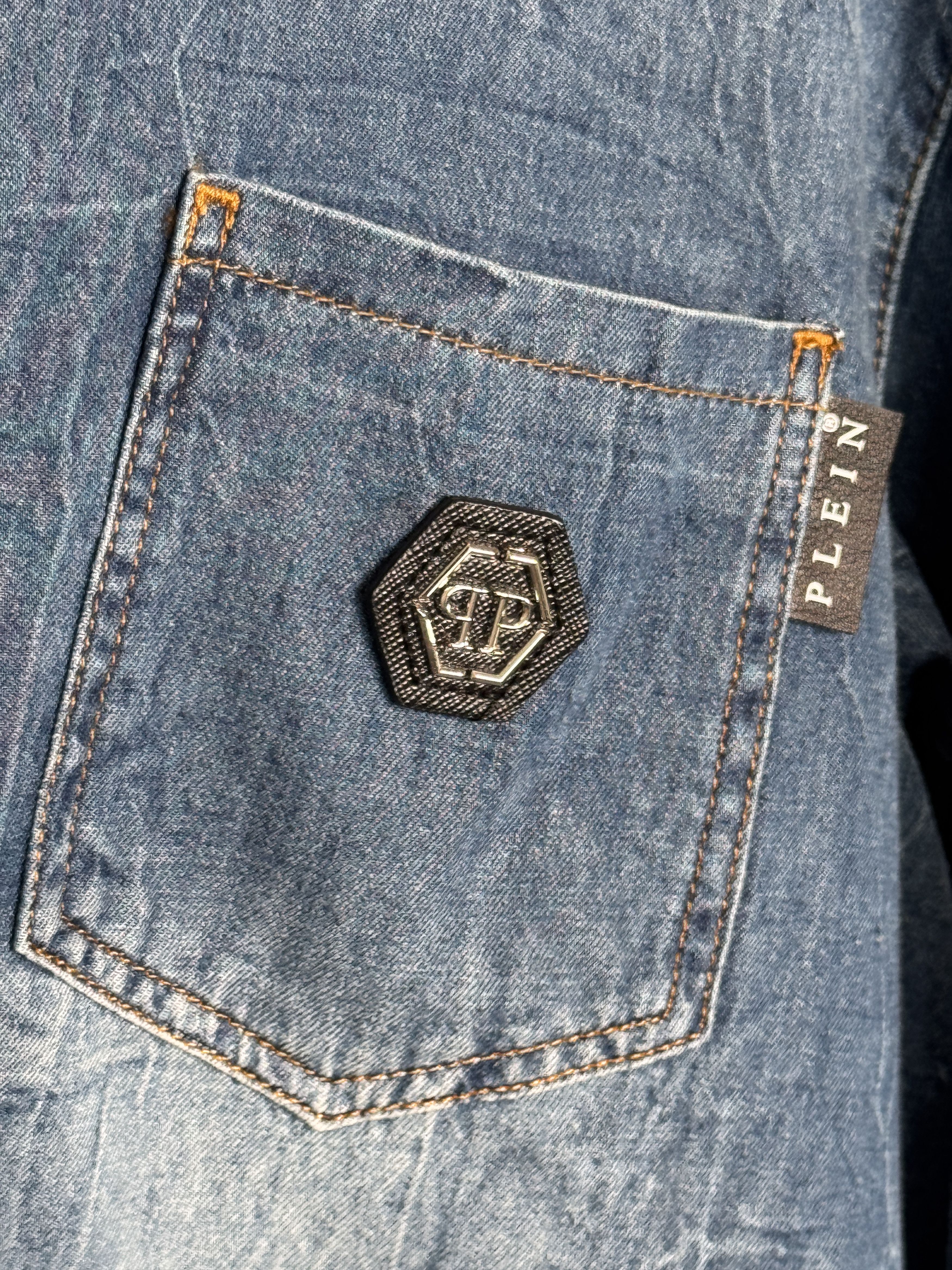 Philipp Plein Crystal Skill Denim Shirt Size US XXL / EU 58 / 5 - 4 Thumbnail