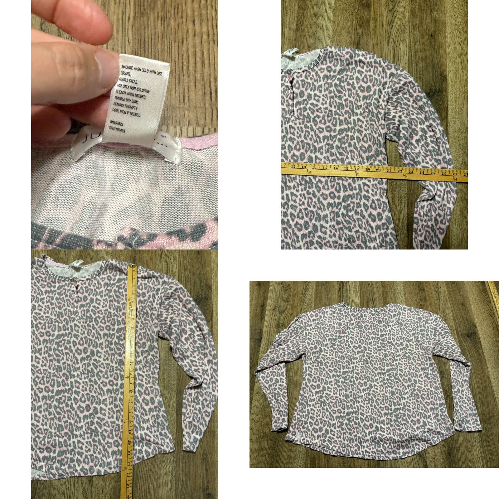 Vintage VINTAGE? No. Just Be Sleepwear Outfit Women's Large Gray Pink Pull On Pants Cheetah Print Size 36" / US 14 / IT 50 - 9 Thumbnail