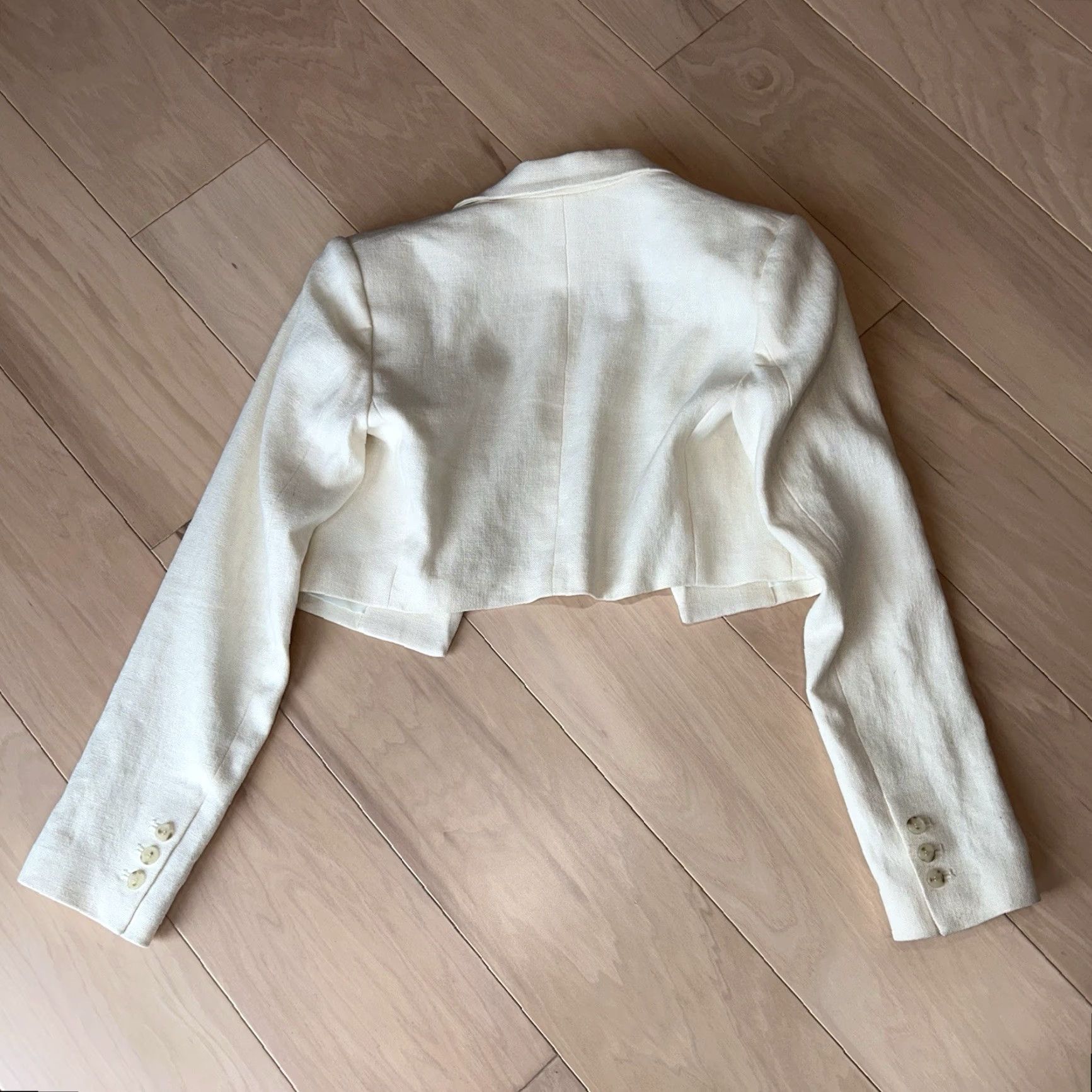 Vintage VINTAGE A.L.C. Blazer Shirt Women 10 Ivory Twill Open Long Sleeve Cropped 10 Blazer Style Casual Formal Workwear BLAZER Size L / US 10 / IT 46 - 2 Thumbnail