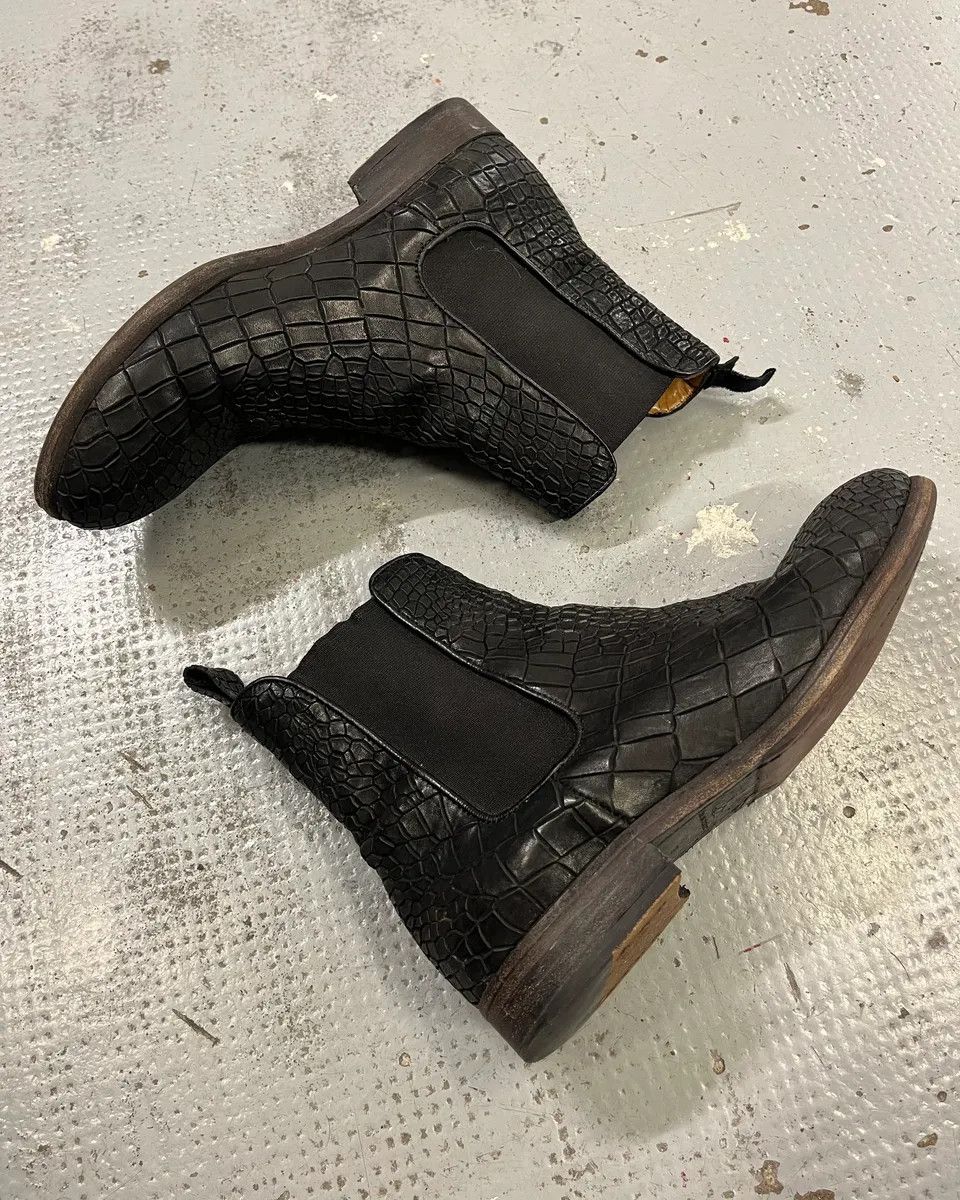 The Last Conspiracy The Last Conspiracy Black Leather Crocodile Embossed Boots Size US 8 / IT 38 - 4 Thumbnail