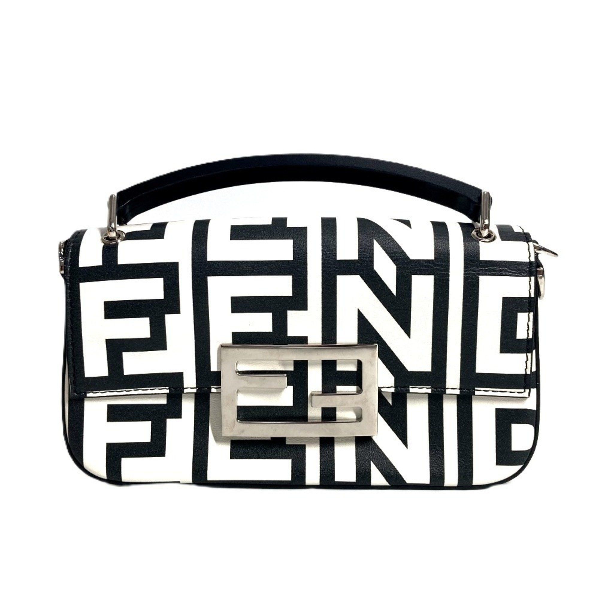 Fendi 7As142 Marc Jacobs Collaboration Baguette Phone Pouch Bag Logo Shoulder 2Way Crossbody Handbag Leather Women's Black