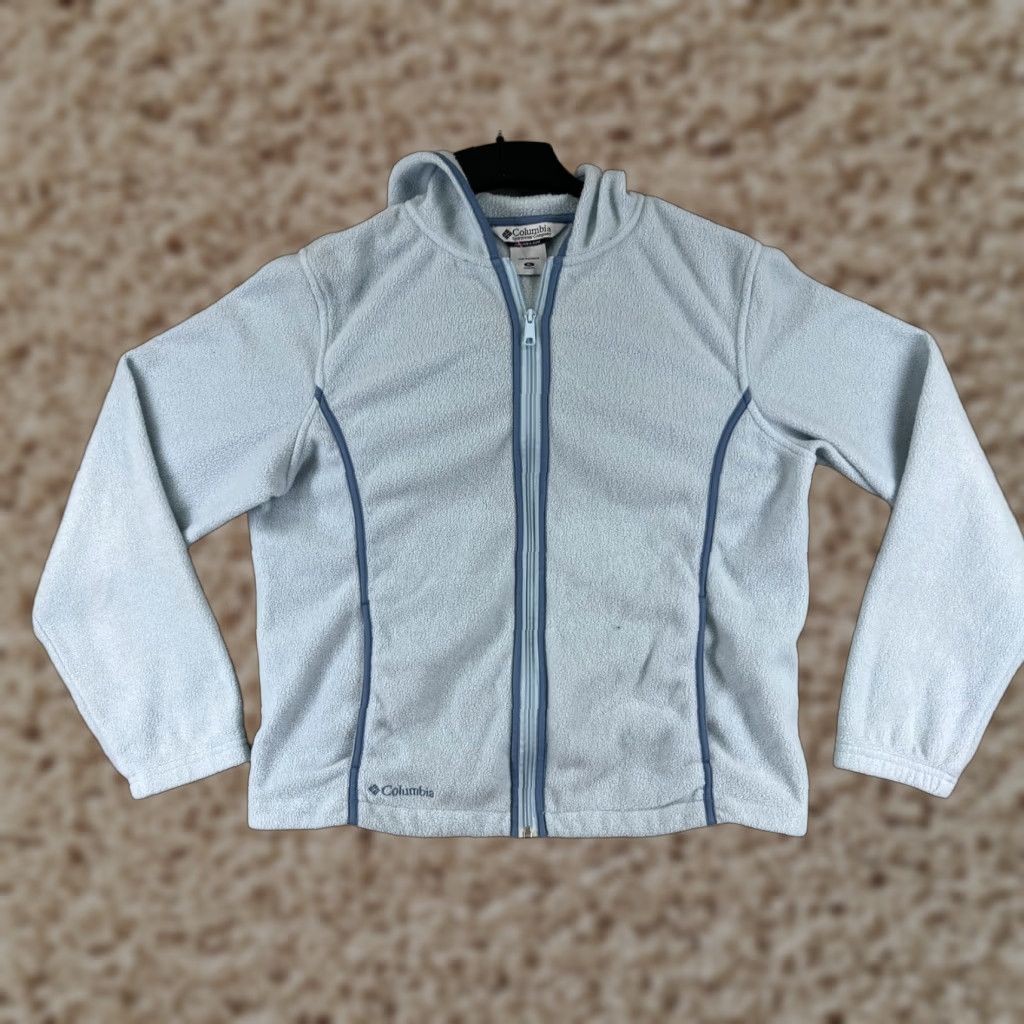 Vintage Columbia Blue Jacket Women Extra Large Hooded Pockets Hike Cozy Fleece Polyester Size XL / US 12-14 / IT 48-50 - 1 Thumbnail