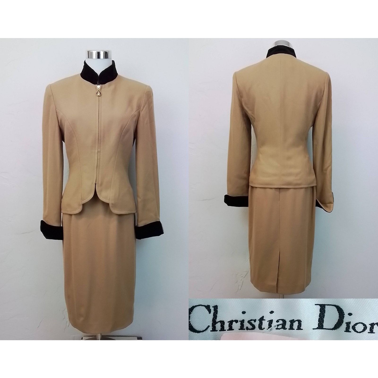 Dior Christian Dior Skirt Set Women 4 Brown/Black Jacket + Skirt Size S / US 4 / IT 40 - 1 Thumbnail