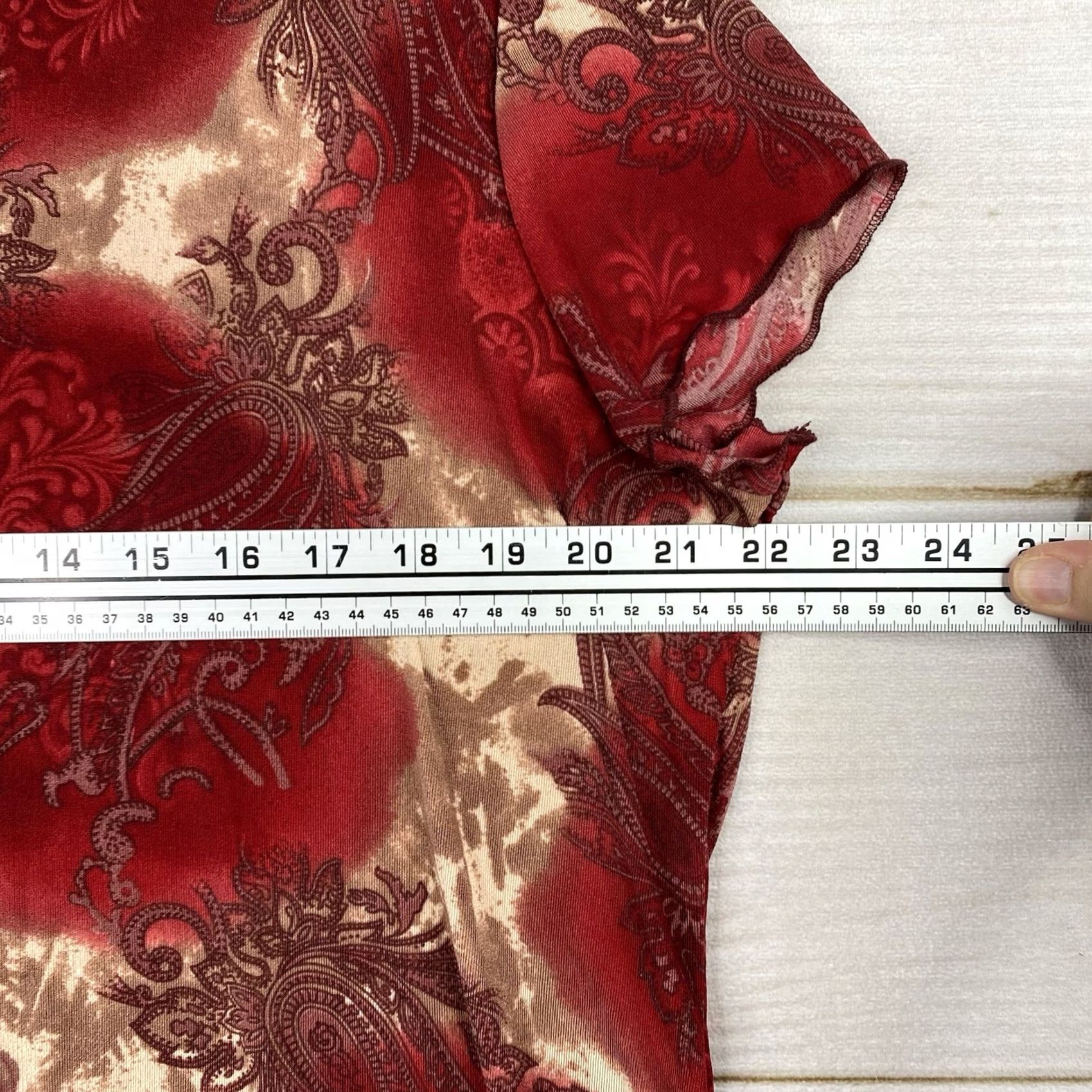 Vintage Susan Lawrence Blouse Womens 1X Red Paisley Embroidered Short Sleeve Boho Shirt Size XL / US 12-14 / IT 48-50 - 5 Thumbnail