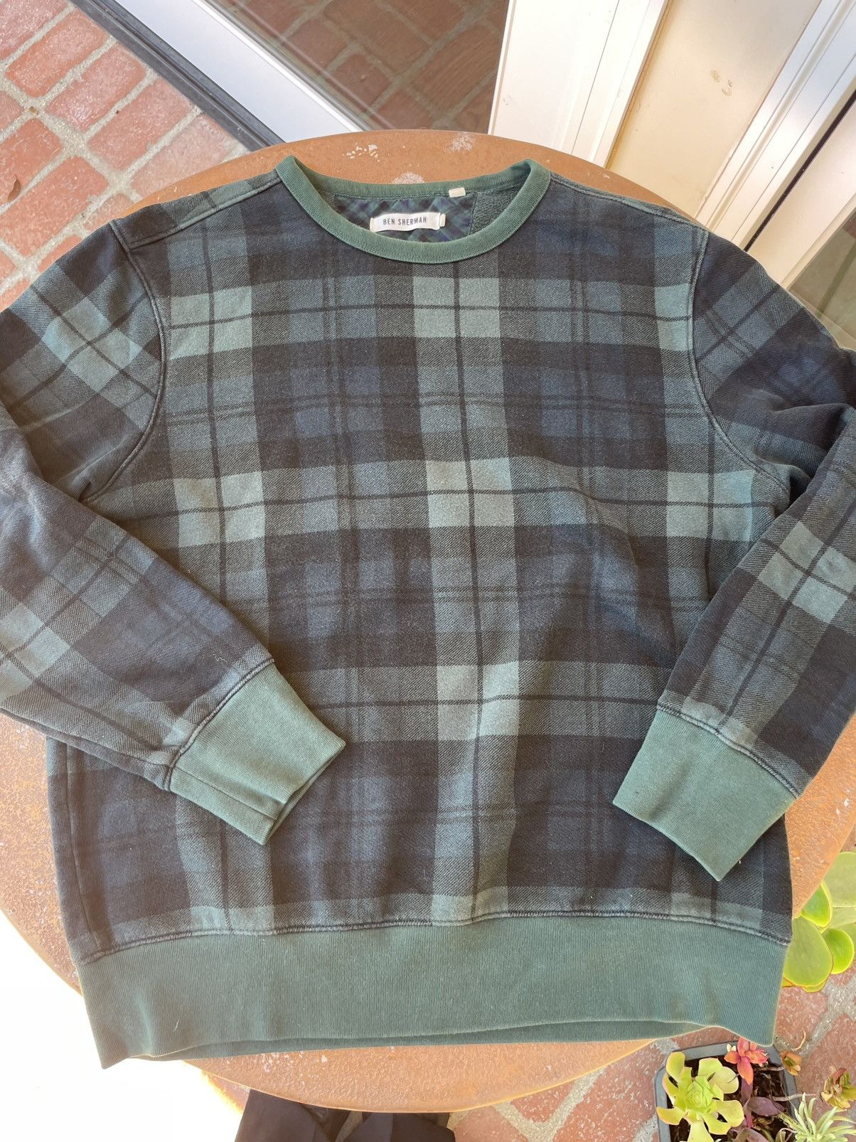 Ben Sherman × Zara Ben Sherman green and black plaid crewneck sweater pullover Size US M / EU 48-50 / 2 - 3 Thumbnail