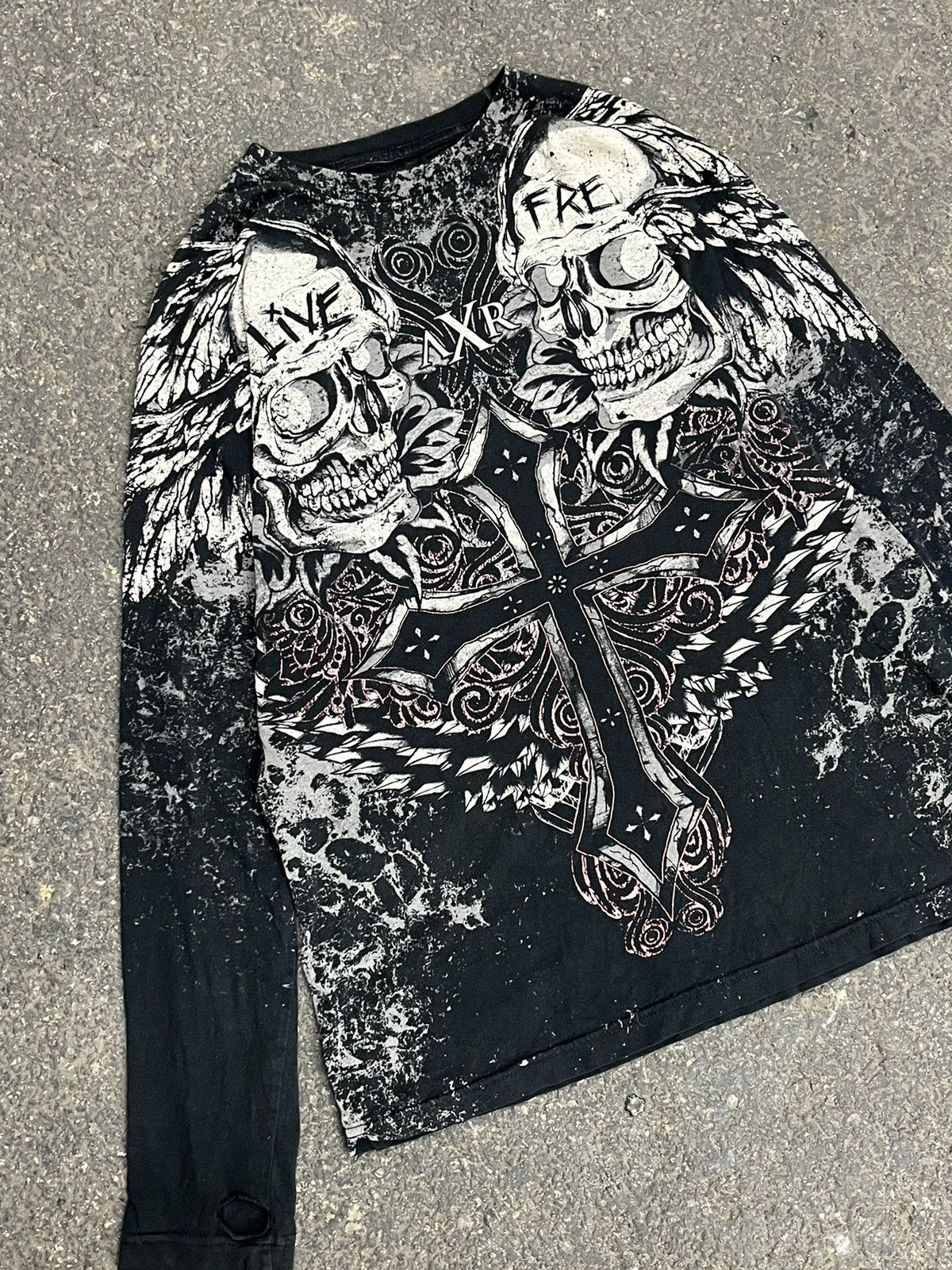 Affliction × Vintage Affliction style longsleeve tee grunge opium skulls skater Size US M / EU 48-50 / 2 - 4 Thumbnail
