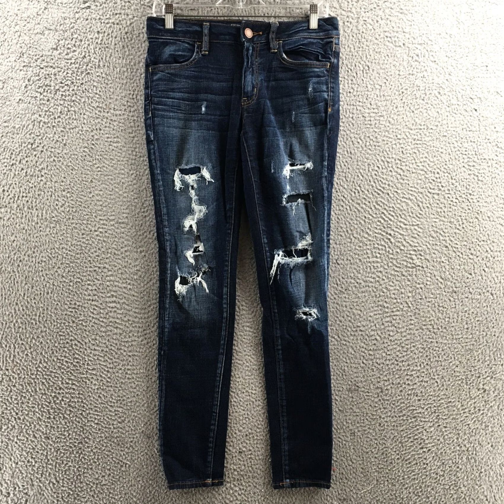American Eagle Outfitters American Eagle Jegging Jeans Womens 6 Regular Blue Denim Distressed Jeans Mens? Size 28" / US 6 / IT 42 - 2 Thumbnail